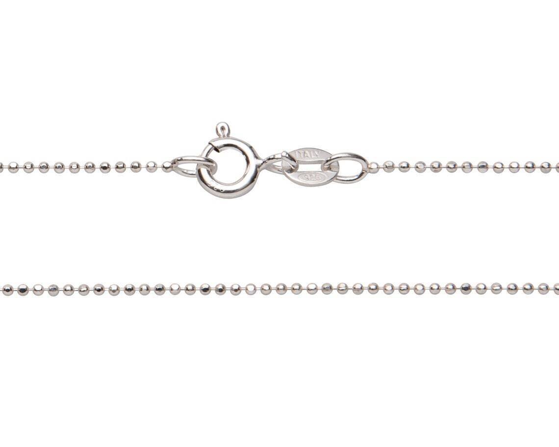 925 Sterling Silver 1mm Ball Bead Chain Necklace – Made In Italy – All Sizes