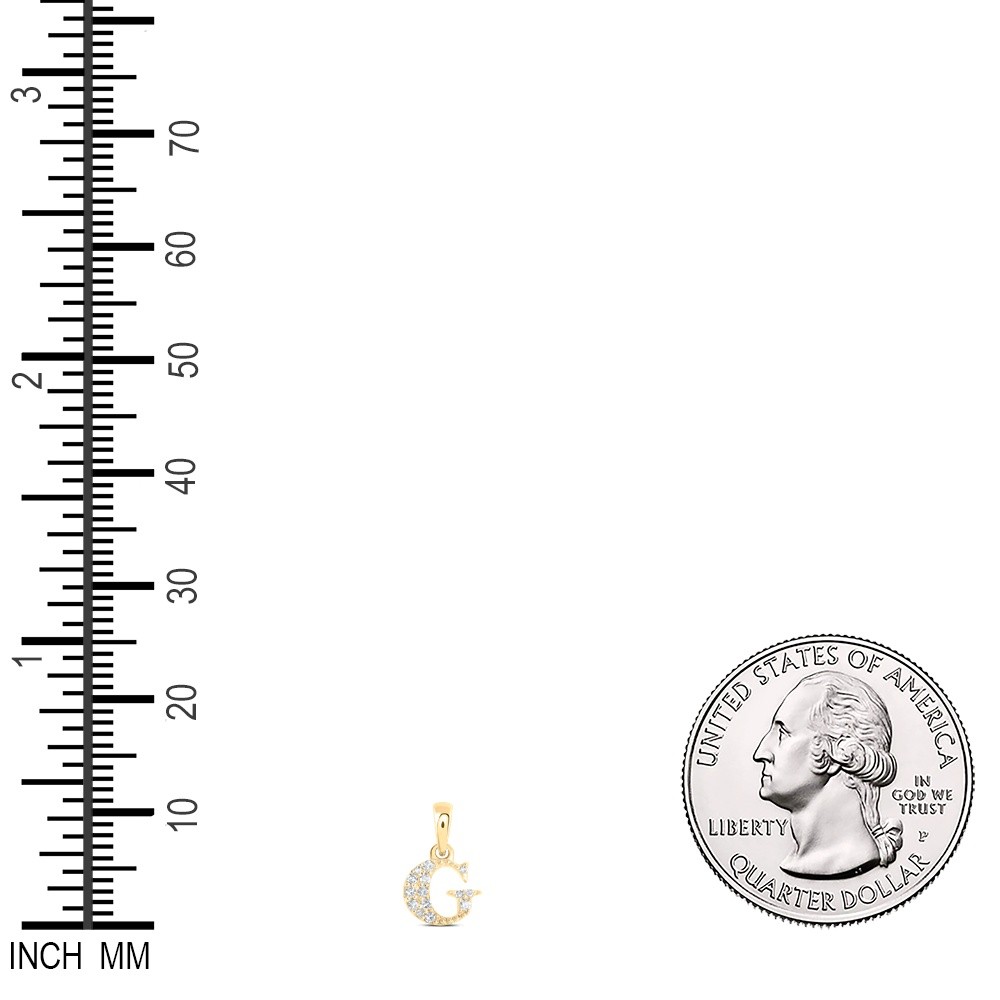 0.06 Ctw Natural Diamond Tiny Block Initial Letter G Pendant 10k Yellow Gold