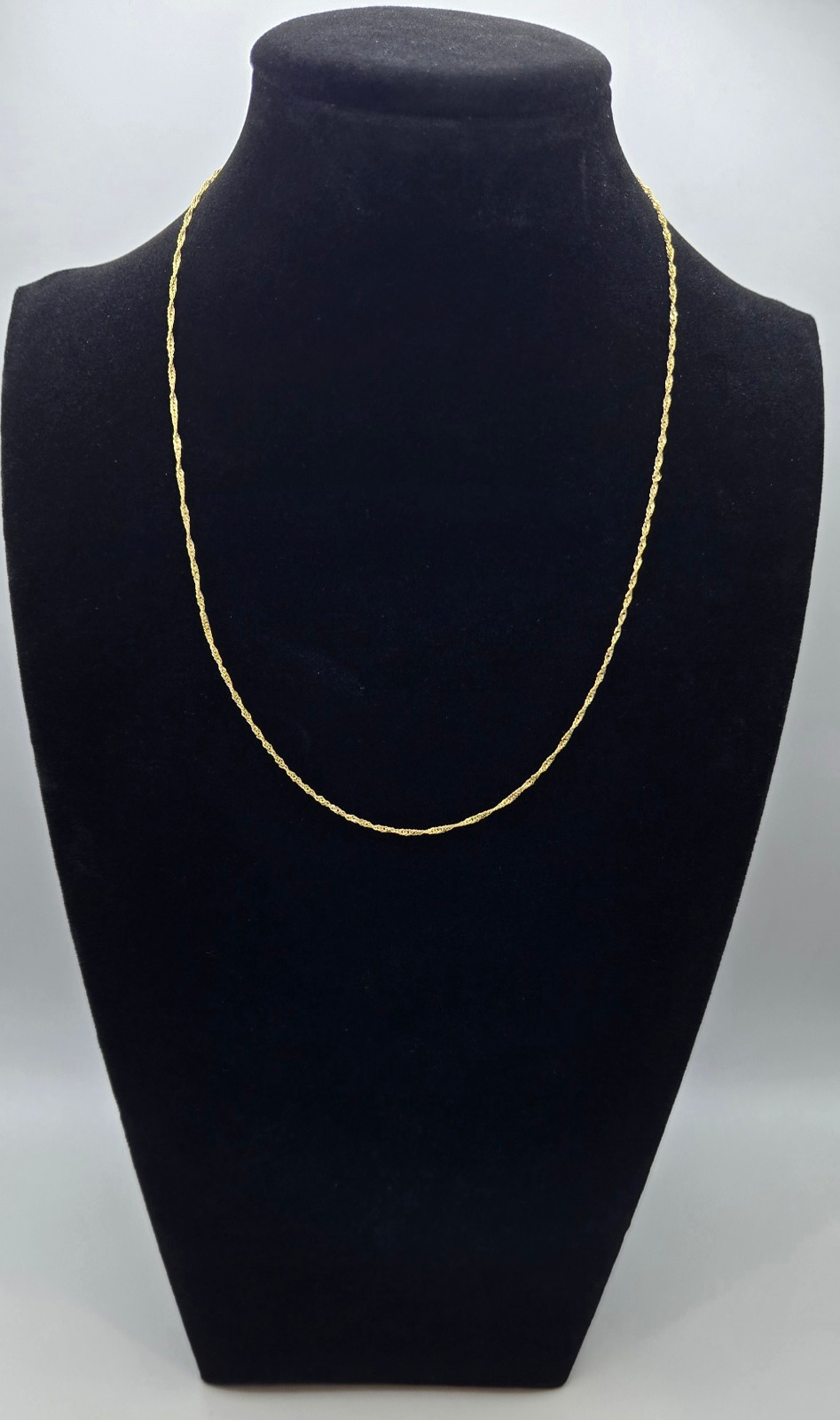 New Solid 10k Yellow Gold TWISTED SINGAPORE Necklace 18inch, 1.3mm, Italy