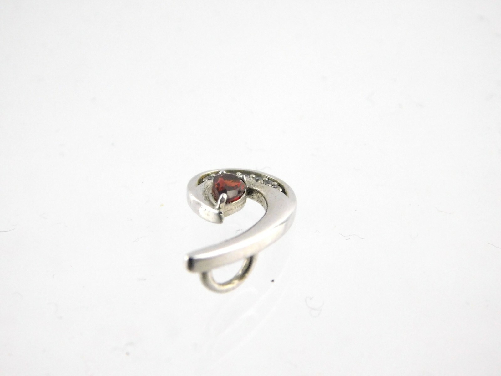 Glamira Sterling Silver Garnet White Cubic Zirconia Slide Pendant 925 5/8 In CZ