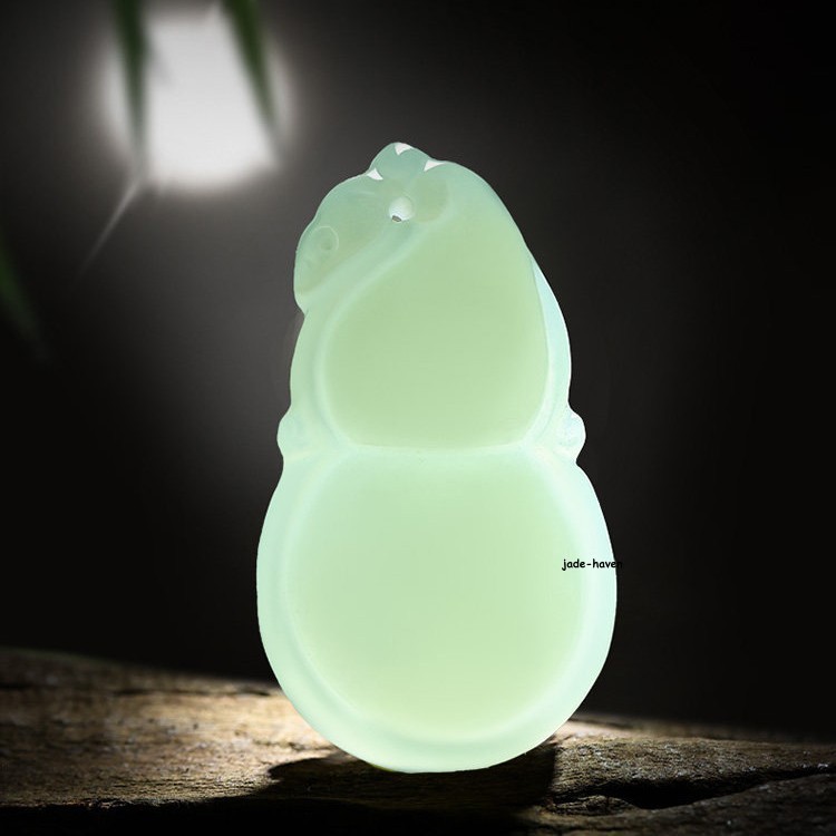 Genuine White Hetian Jade Gourd Pendant Lucky Amulet Necklace Unisex Jade Jewelr