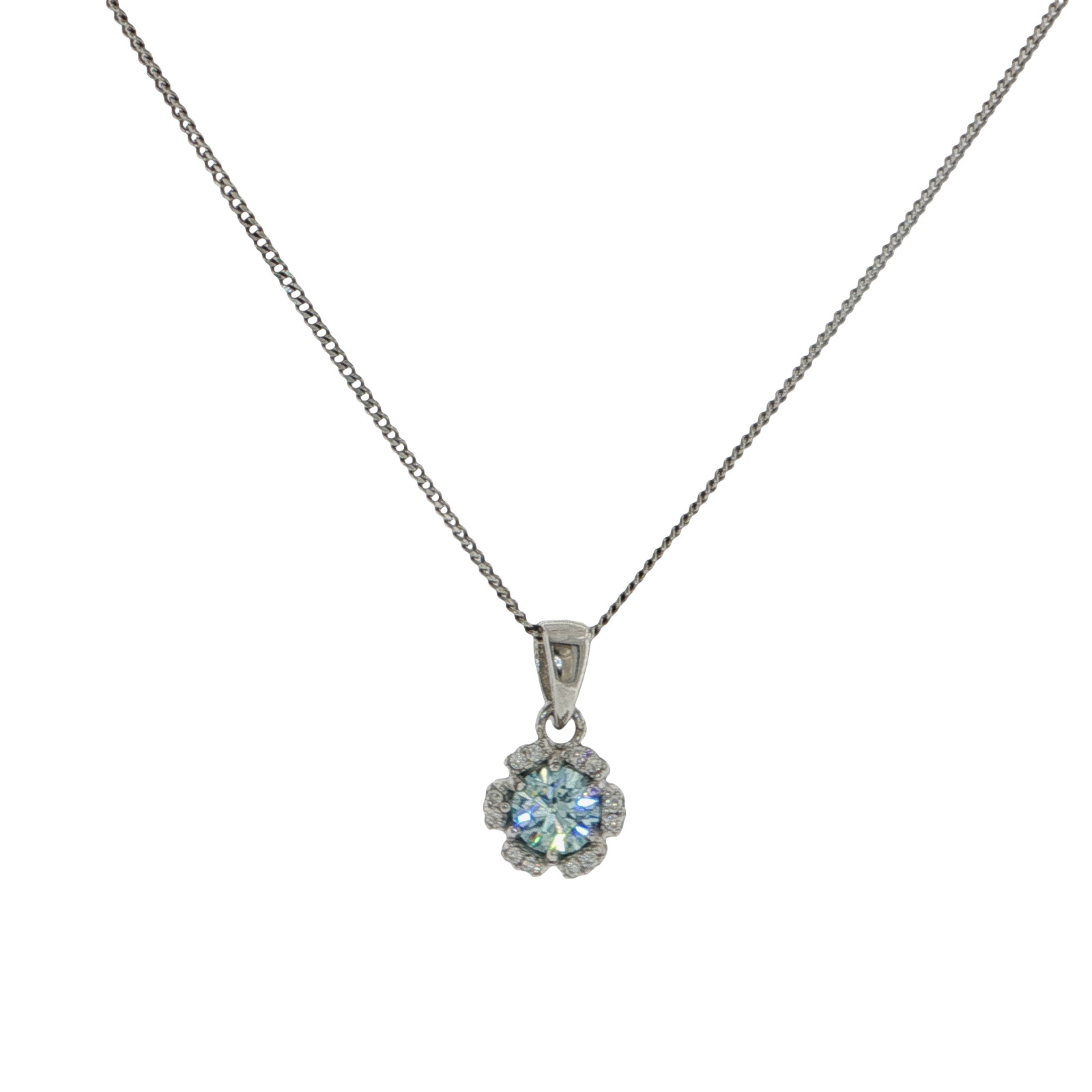Sterling Silver Petal Sky Blue Pendant