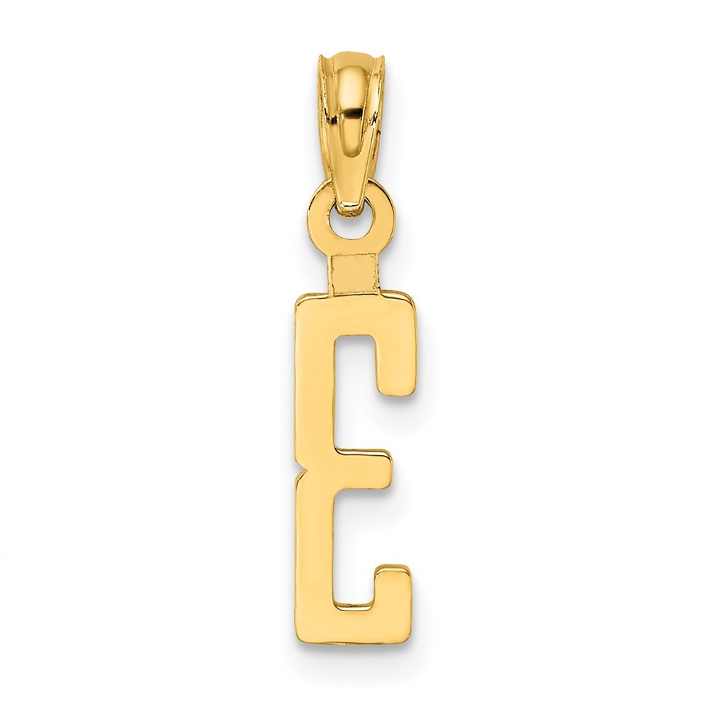 10k Yellow Gold Number 3 Block Charm Pendant 0.44gm L-0.51 Inch, W-0.17 Inch