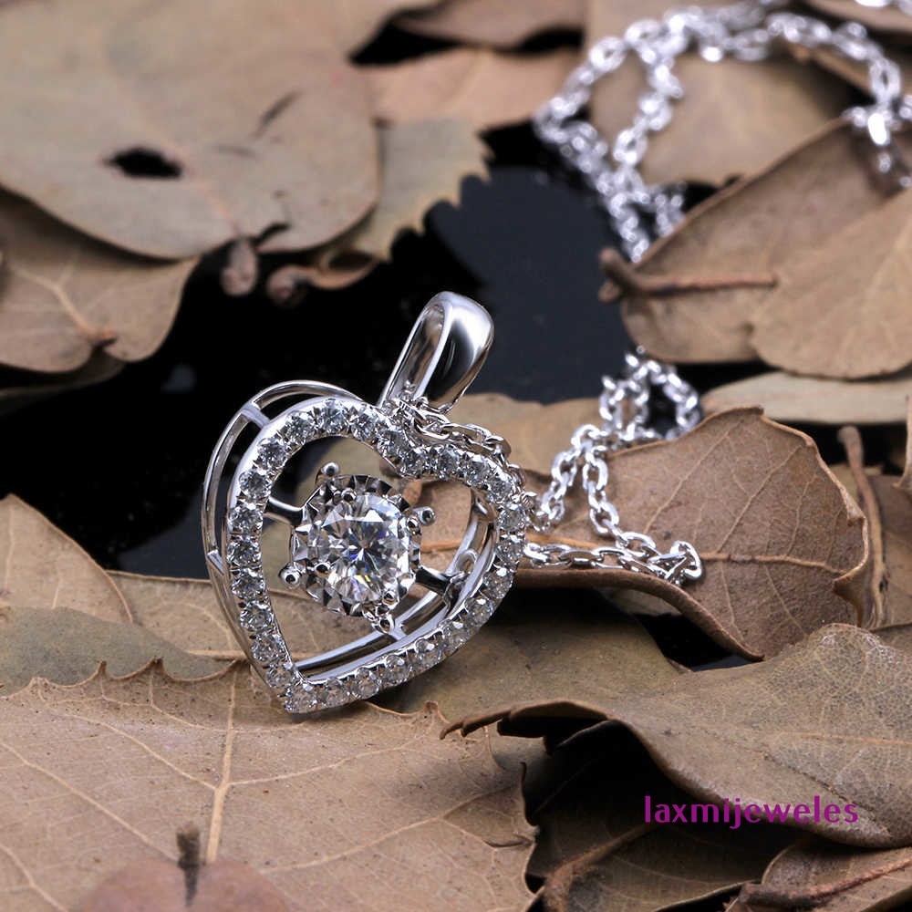 1.50Ct Round Cut Lab-Created Diamond Pendant Heart Halo Women’s 14K Gold Finish
