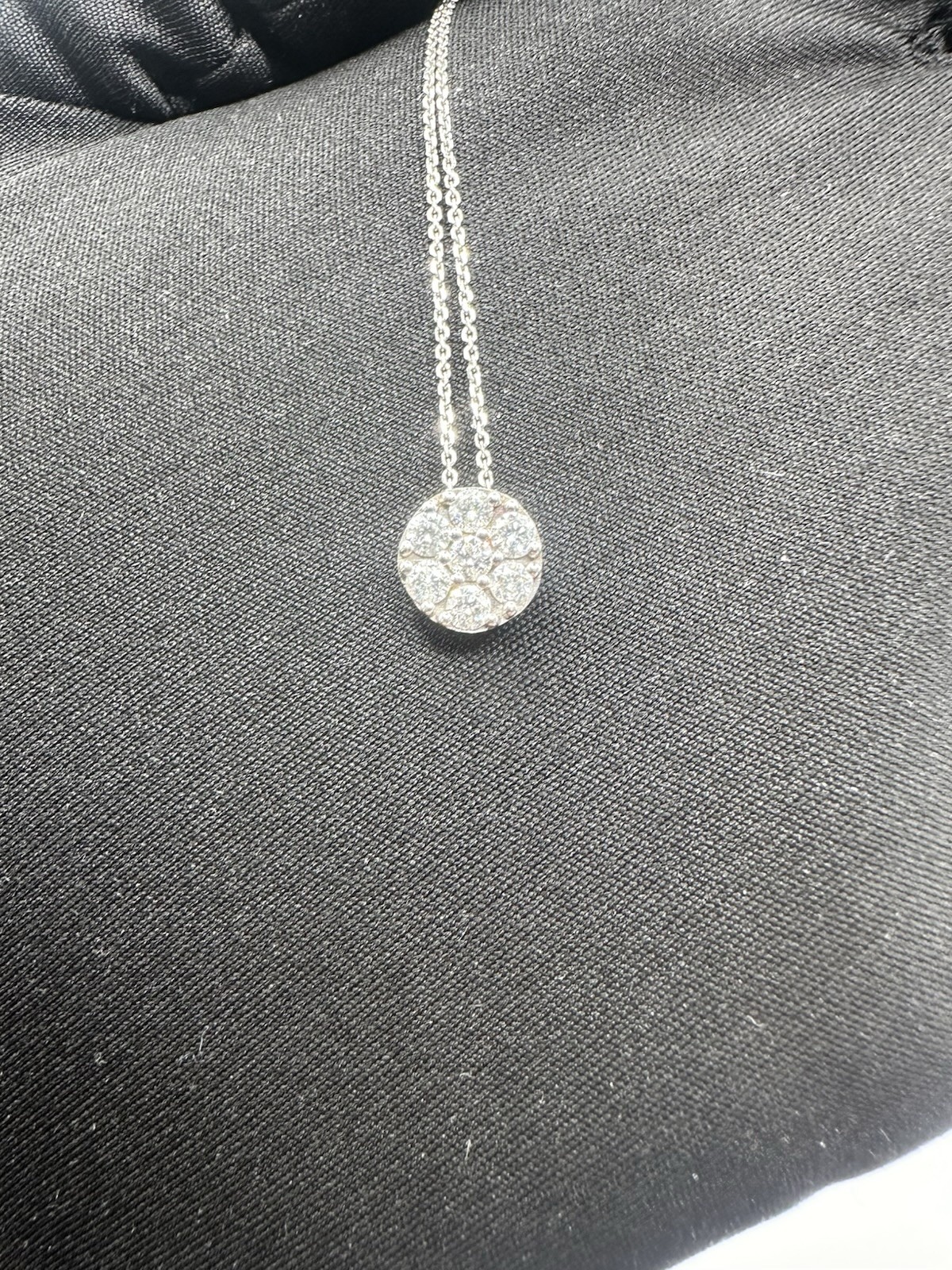 .33ctw Natural Diamond Round Cluster 8mm Pendant Necklace 14k White Gold 20”