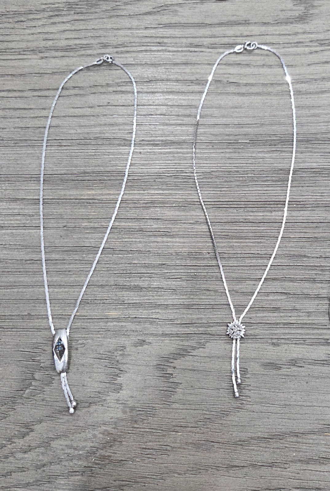 2 Italian Sterling Silver Pendant Necklaces w/ Stones Marked 925 Italy 14 grams