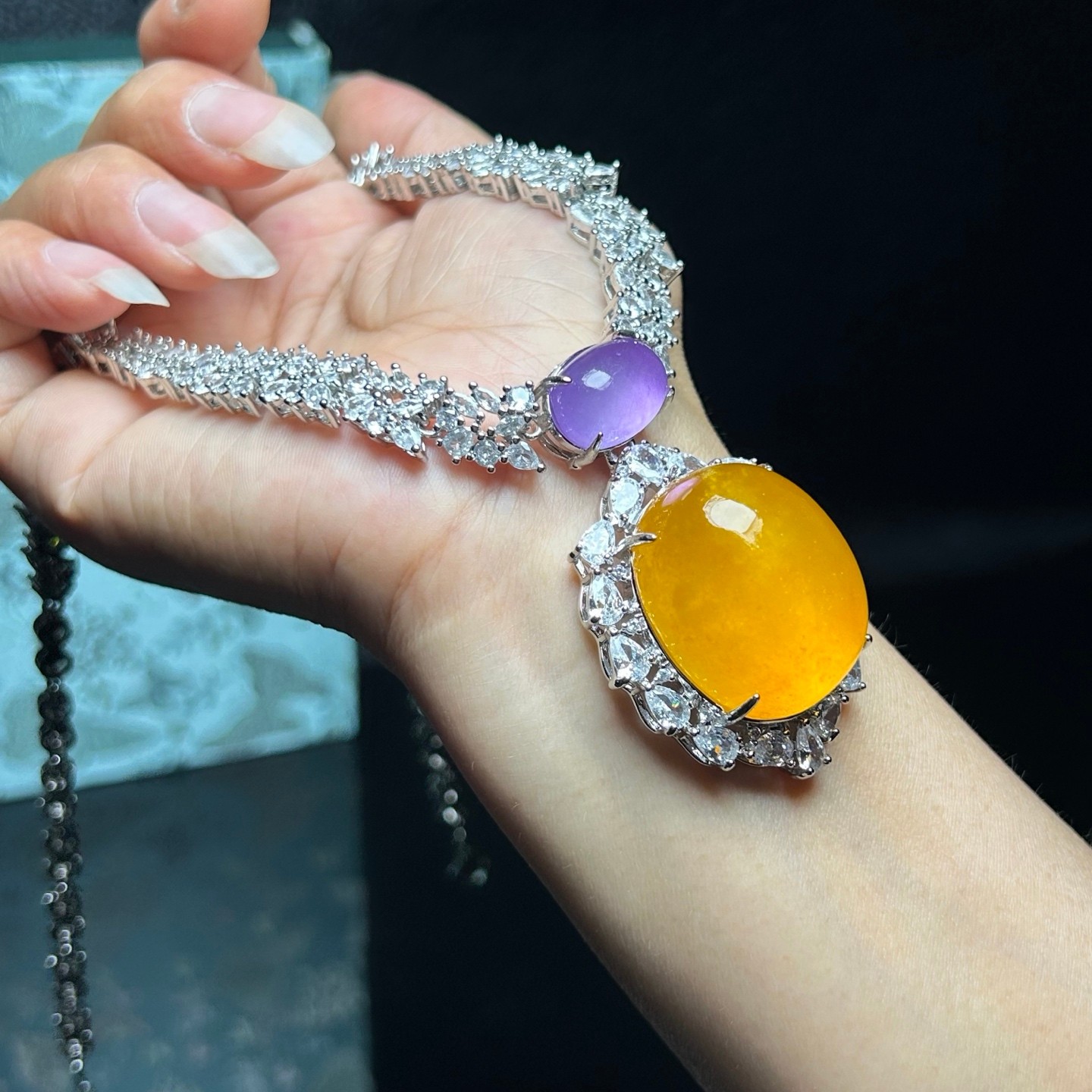 Real Natural Perfect High Ice Yellow Myanmar Jade Jadeite Pendant&Necklaces