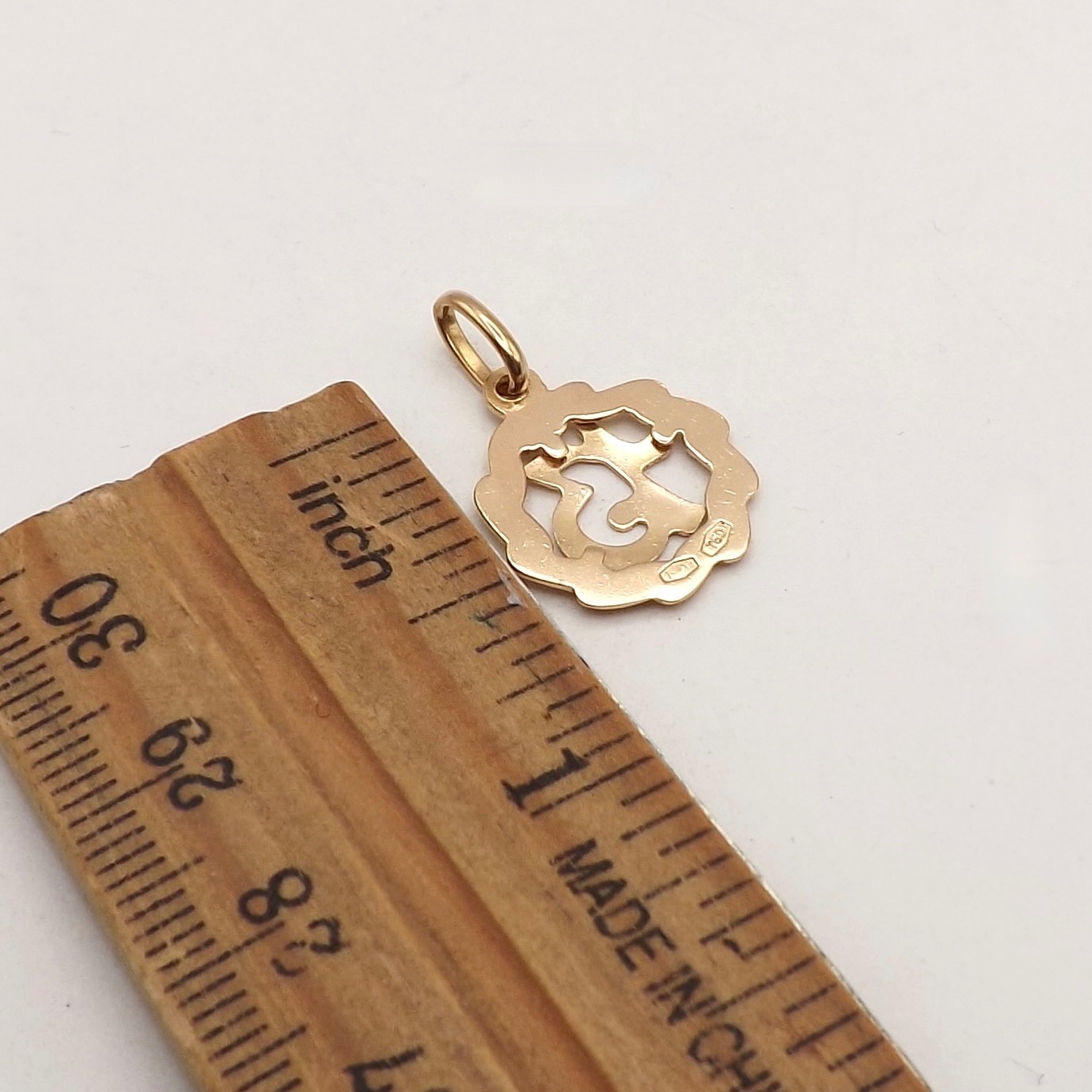 Solid 18k Gold Lucky 13 Charm Pendant Birthday Anniversary Jersey UnoAerre Italy
