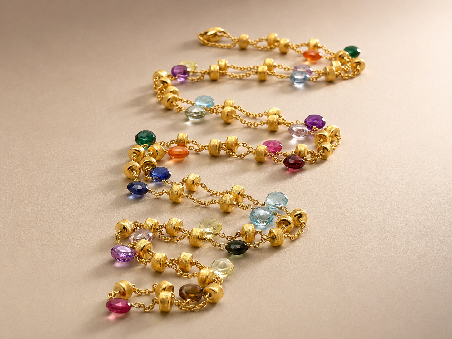 Marco Bicego Paradise Multi-Gemstone Necklace 18k Yellow Gold 36in