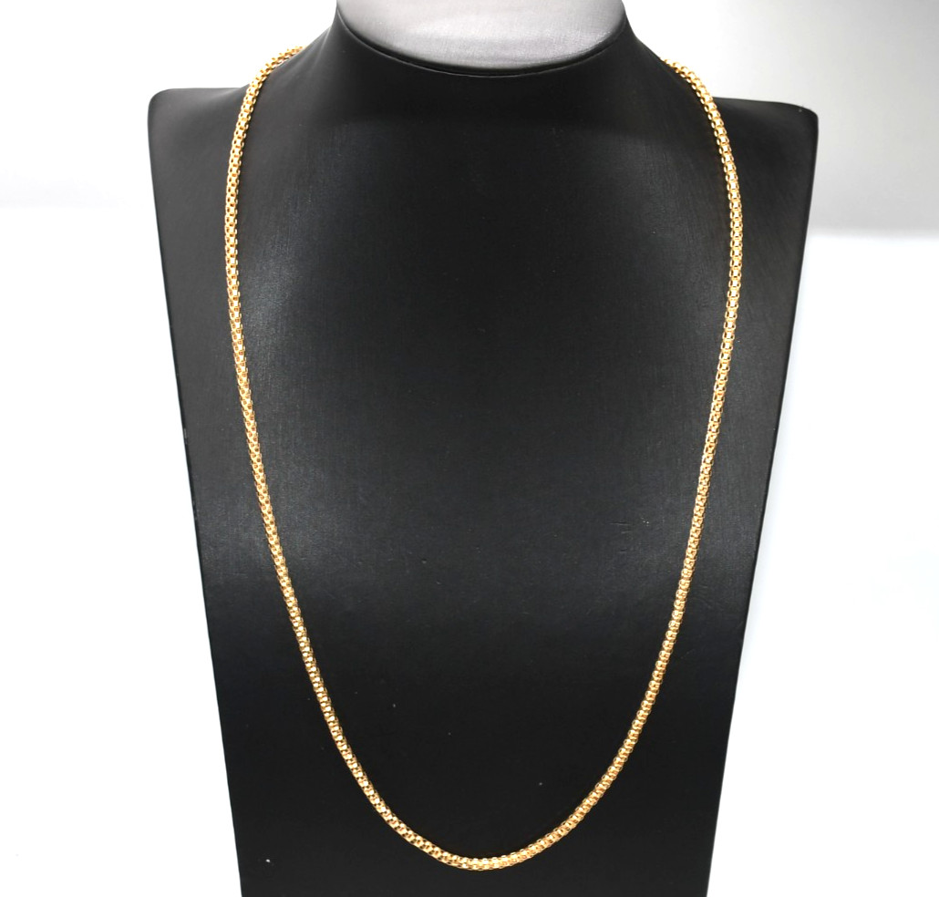 UNOAERRE Tubular Chain Necklace Solid 18K Yellow Gold Vintage ’70 60cm