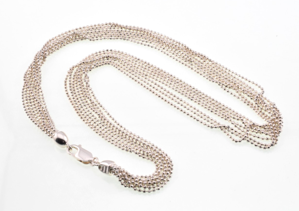 Milor Beaded Chain Necklace in Sterling Silver 18″ – 8 Strands