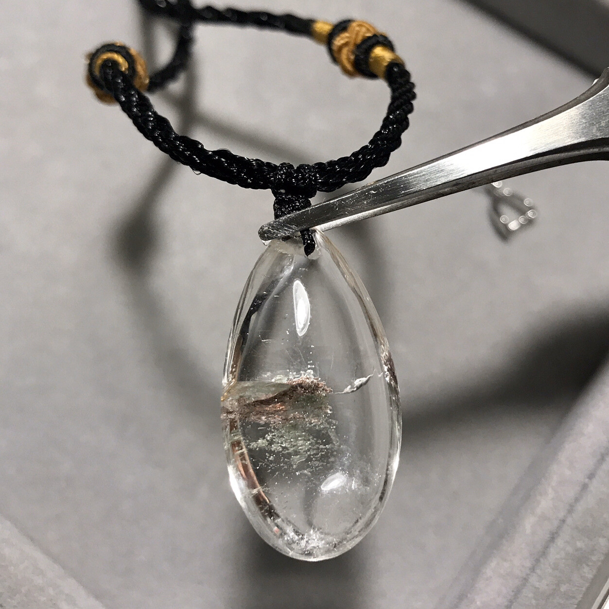 US SELLER Natural Green Red Phantom Quartz Pendant Teardrop Crystal GEM Necklace