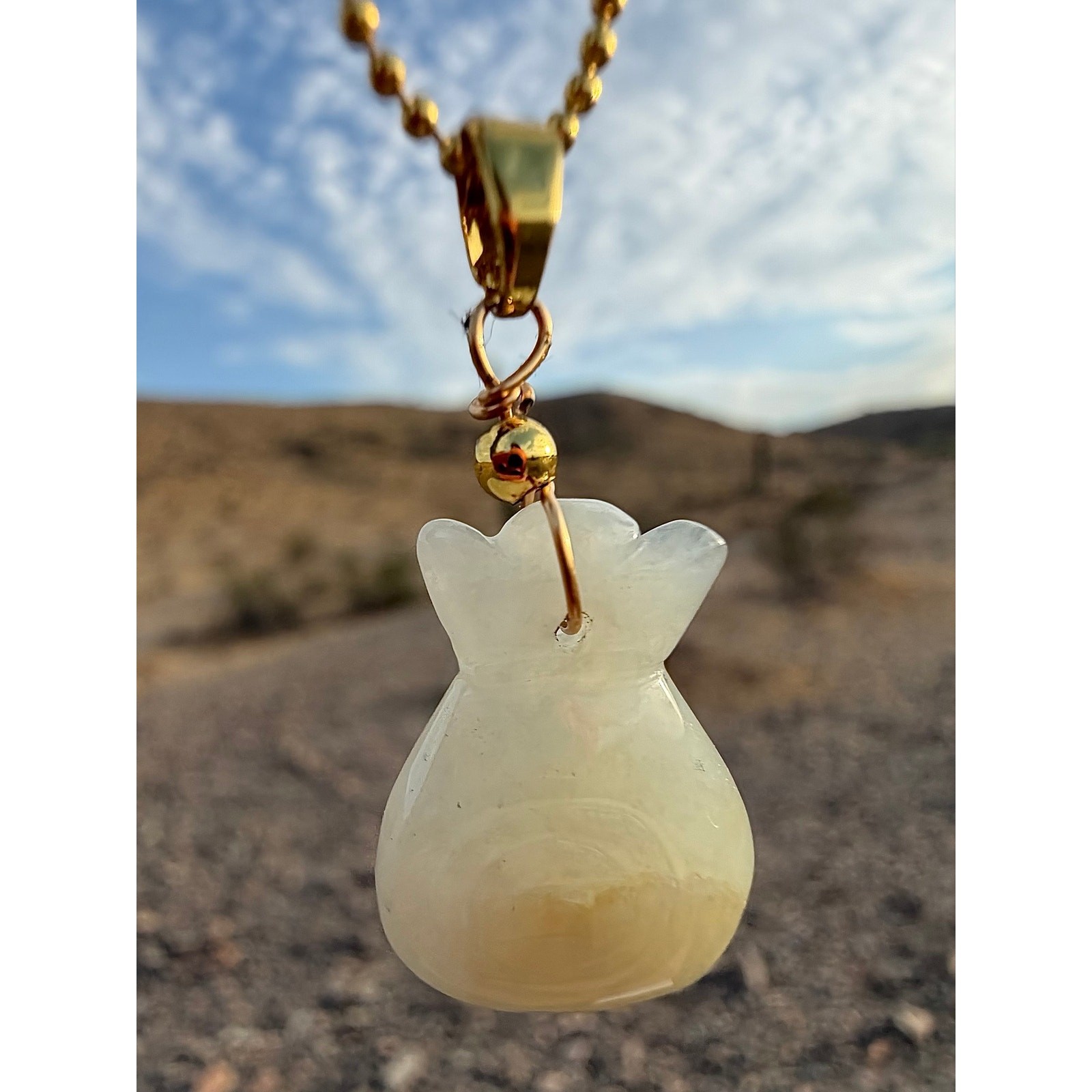 Natural Jade Money Bag Pendant Necklace | Lucky Wealth Charm