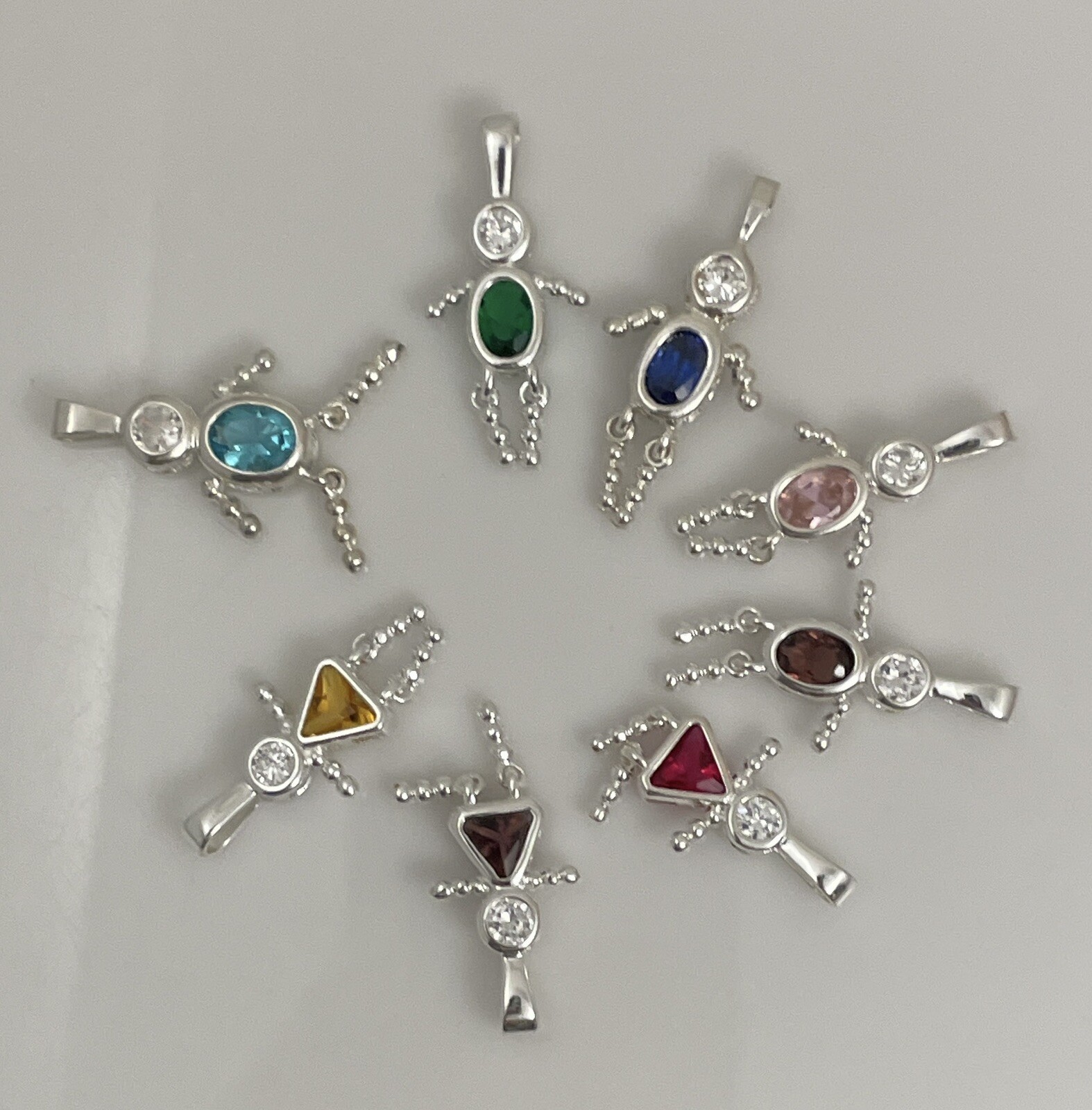 925 Sterling Silver Brat Kid Mar Feb Jul Nov May Jun Sept Birthstone Pendants
