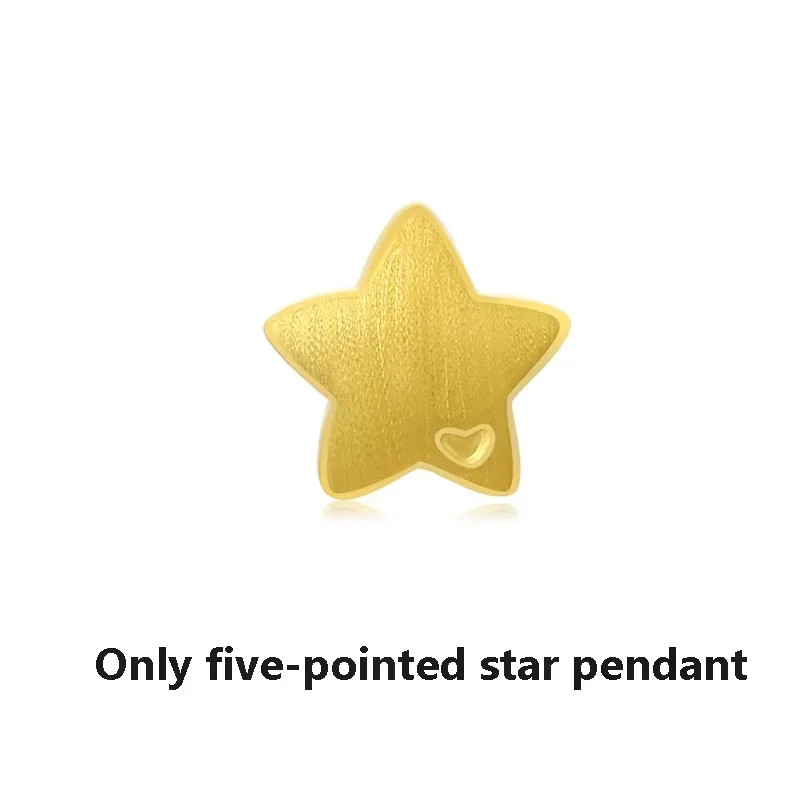 999 Pure Gold Real 24K Gold Star Pendant Necklace Solid Gold for Women Fine Jewe