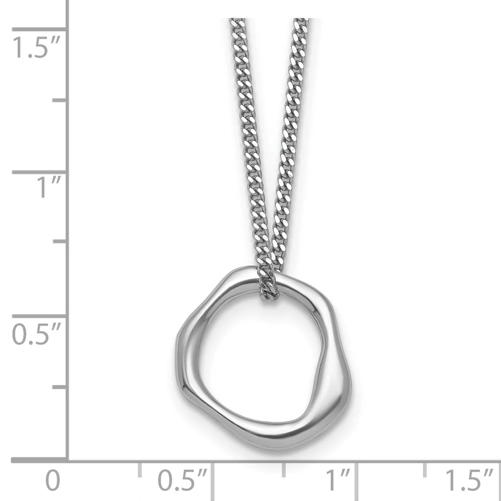 Sterling Silver Rhodium-Plated Polished 16 With 2in Ext Abstract Necklace