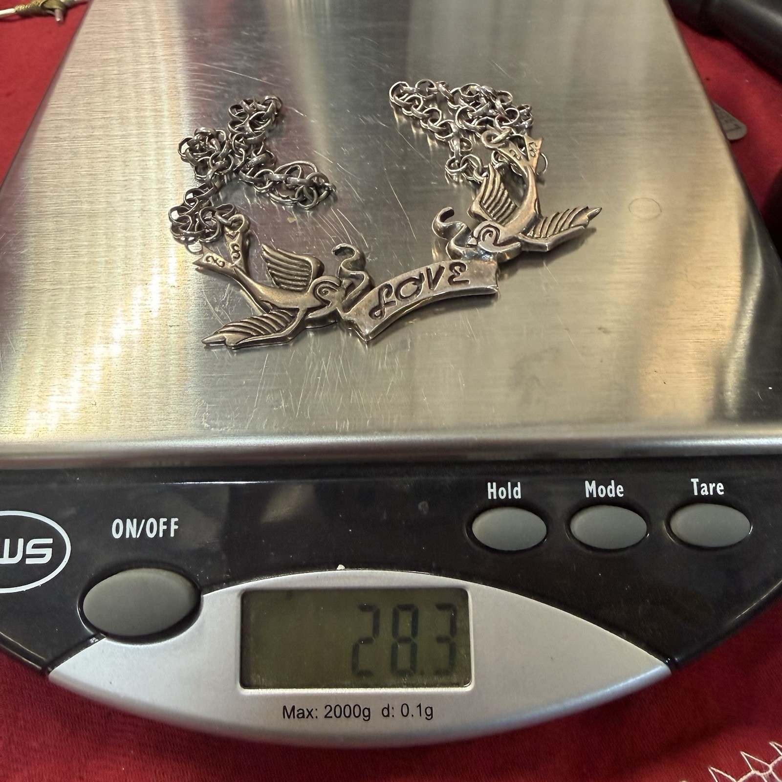 Vintage Femme Metale Love Birds Hand Crafted 925 Sterling Silver Necklace