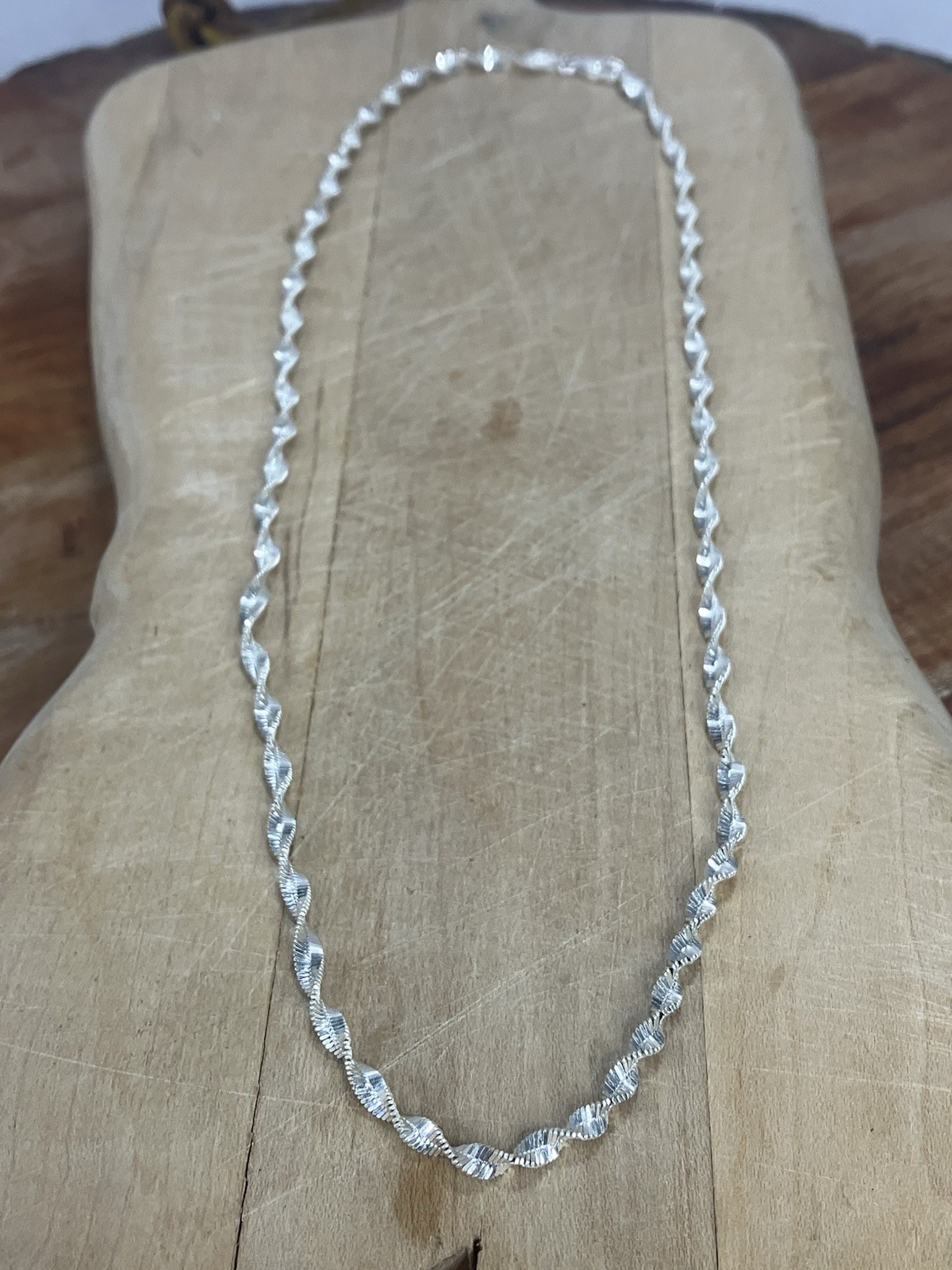 Italy 925 sterling silver chain necklace Diamond Cut Twist Rope Design Sparkle