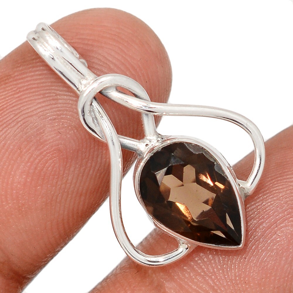Heated Smoky Quartz – Brazil 925 Sterling Silver Pendant Jewelry CP72548