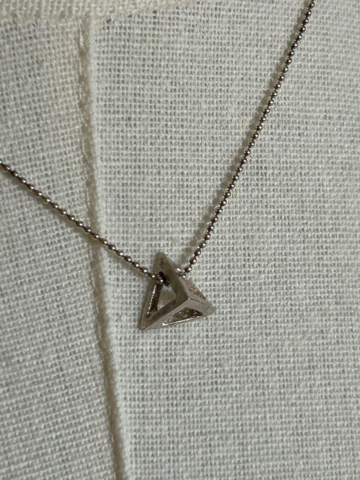 Silver Pyramid Pendant Necklace On A Stamped 925 Silver Chain 16 Inches ￼