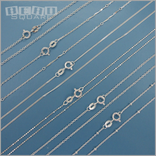 Solid Sterling Silver Thin Chain Necklace w/ Spring Ring Clasp [Choose Style]
