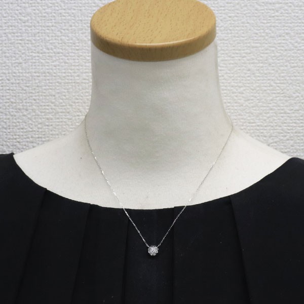 K18WG Diamond Pendant Necklace 0.17ct – Auth free shipping from Japan- Auth SELB