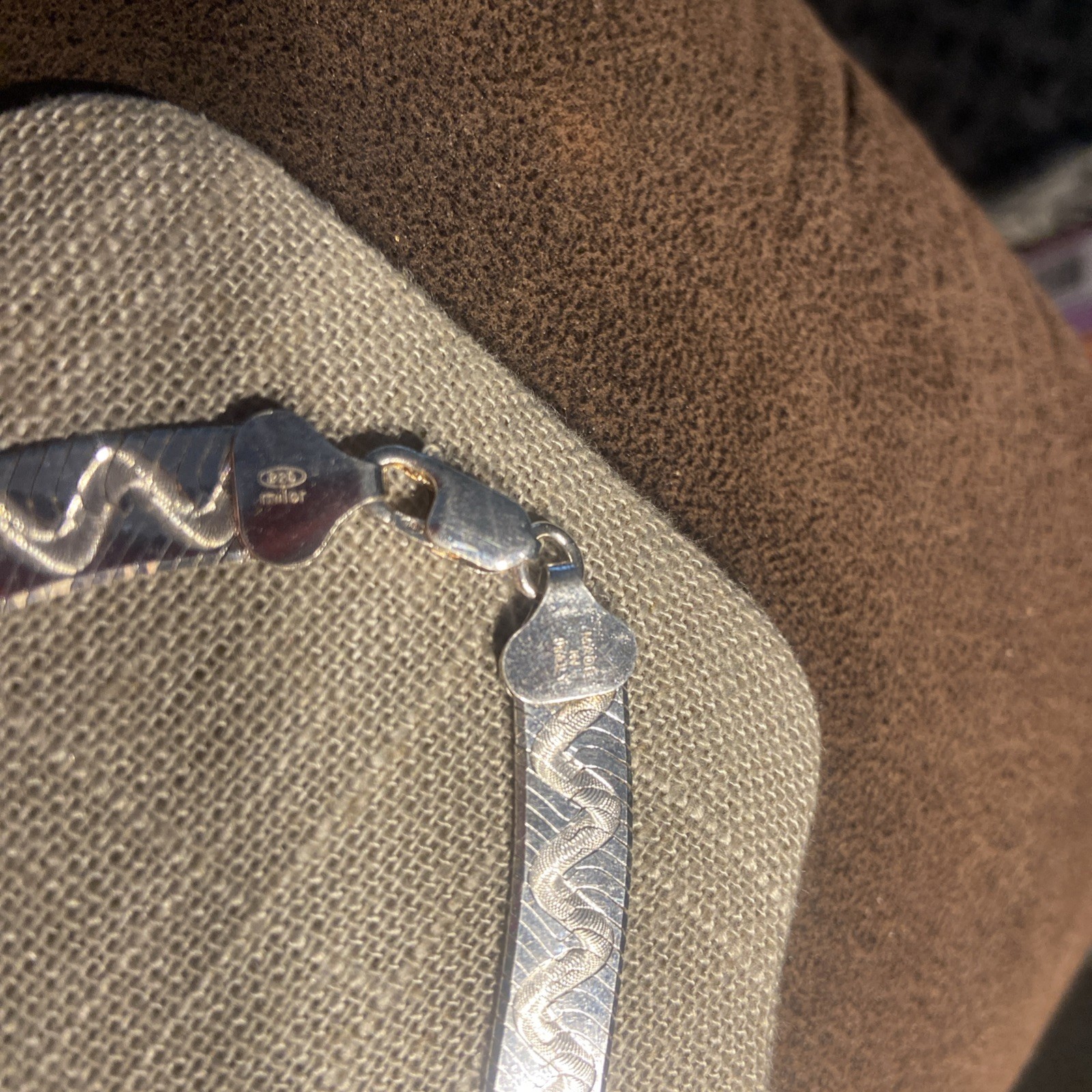 MILOR Italy Reversible Etched Herringbone 9mm Sterling Silver 18″ Necklace
