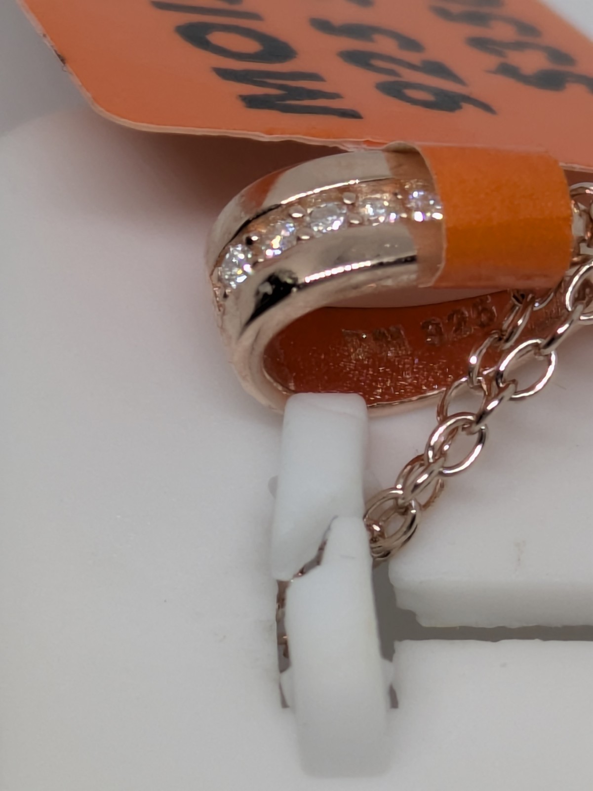 New W/Tag 1.50CTW Moissanite 18K Rose Gold Vermeil Cross+Chain 16-17in. Adjusted