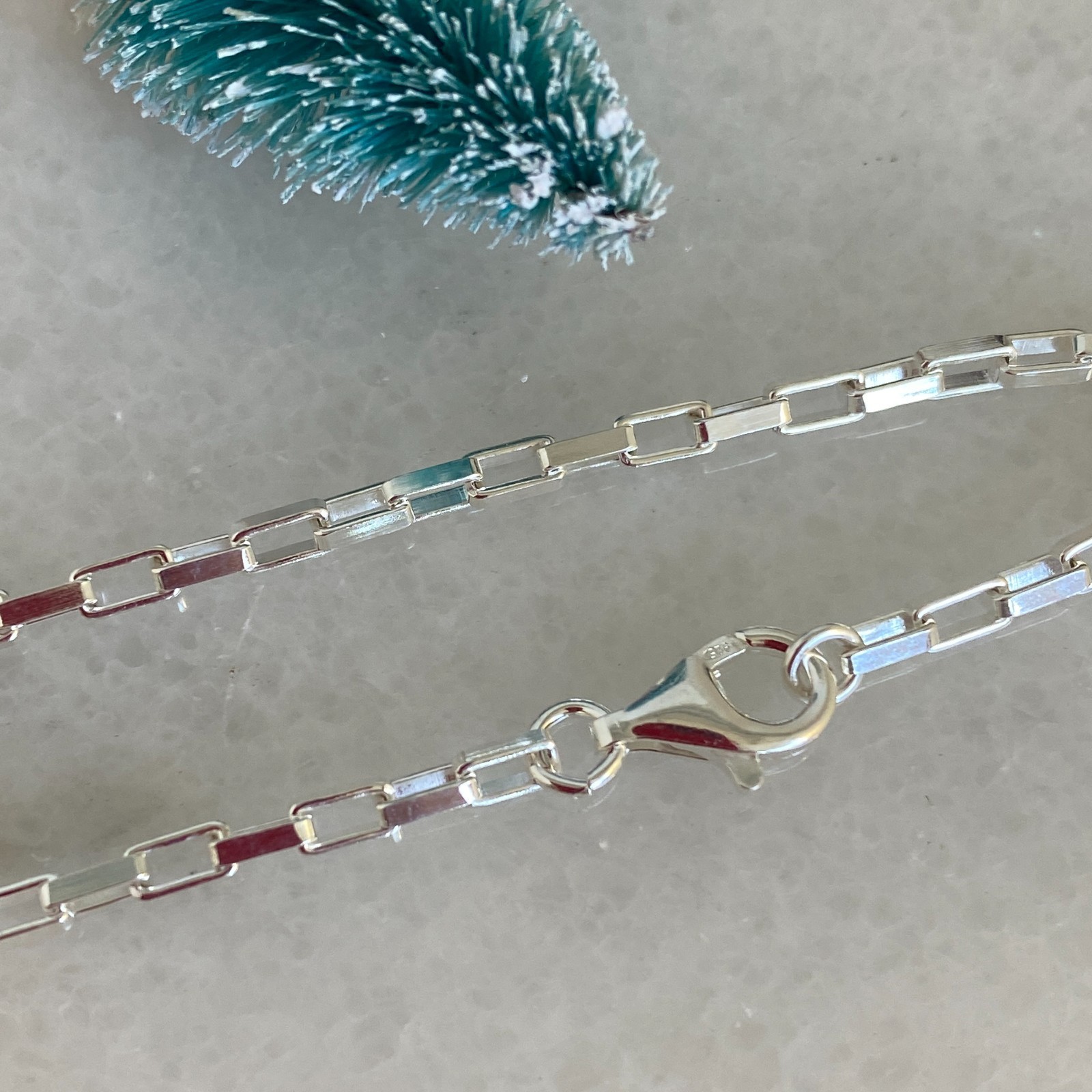 Solid Sterling Silver Heavy Box Necklace Chain (7″-36″) Made In Italy
