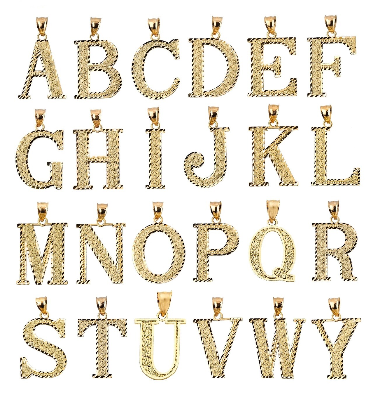 10K Solid Yellow Gold Initial Letter Pendant A-Z Any Alphabet Necklace Charm