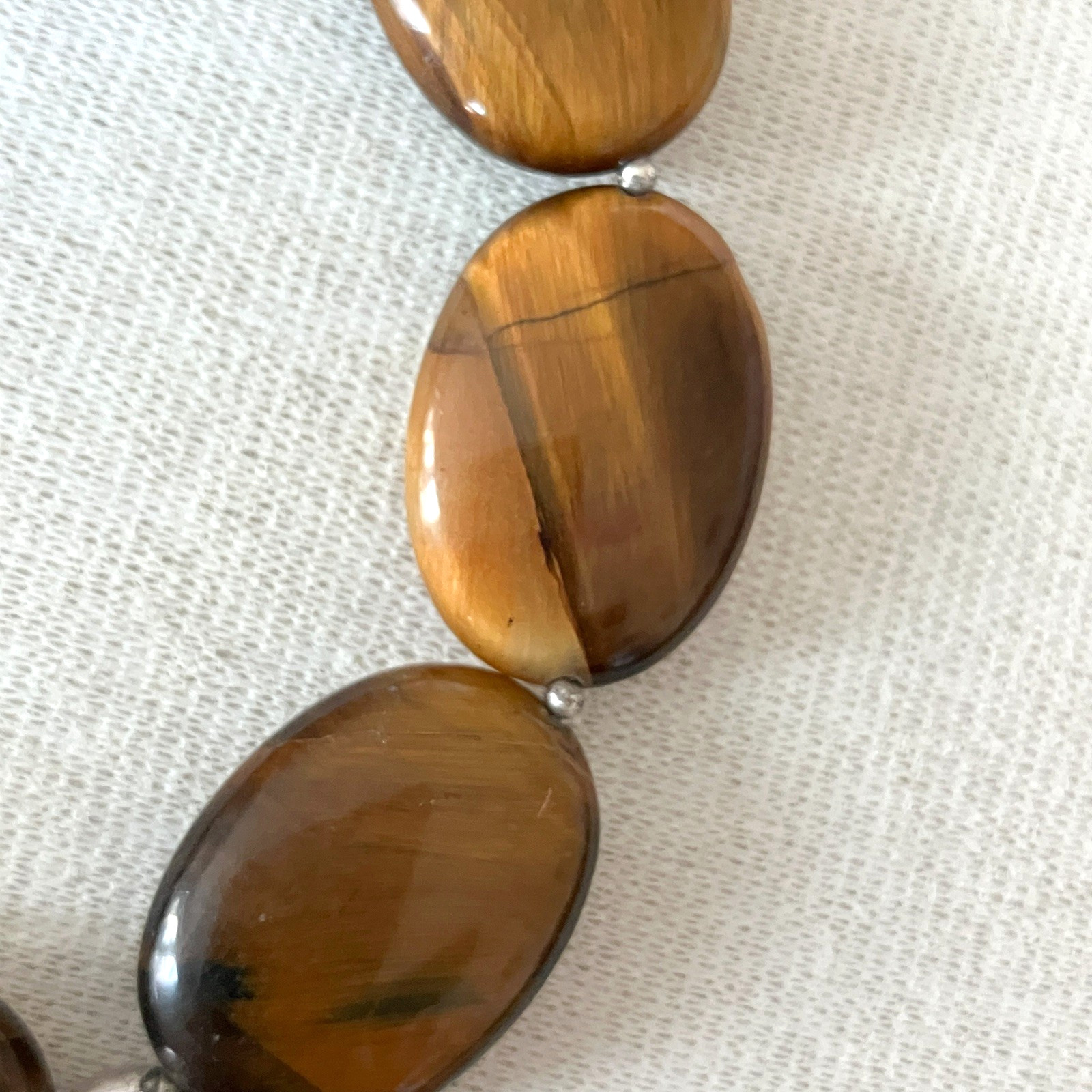 Vintage Aluma Tiger’s Eye Statement Necklace 925 Sterling Silver Signed AIL