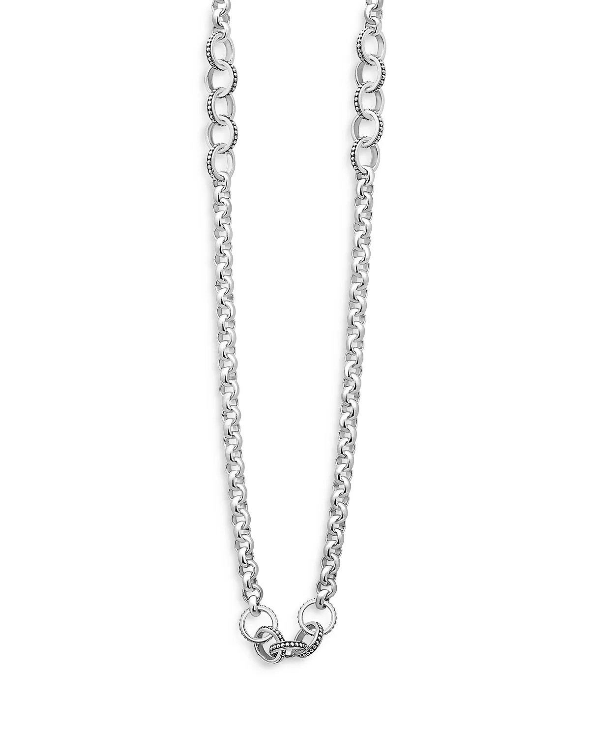 LAGOS Signature Caviar Circle Link Station Necklace in Sterling Silver 34″