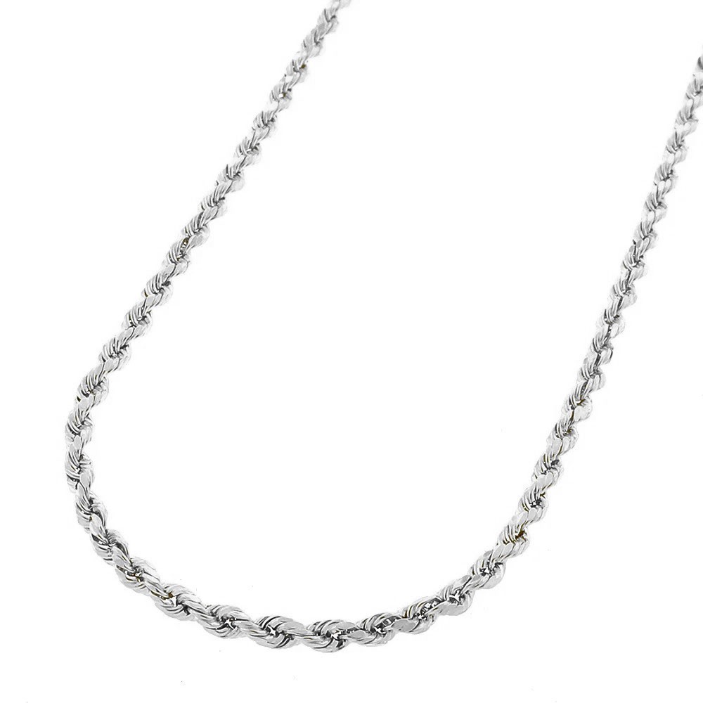 2MM Solid 925 Sterling Silver Italian DIAMOND CUT ROPE CHAIN Necklace Italy