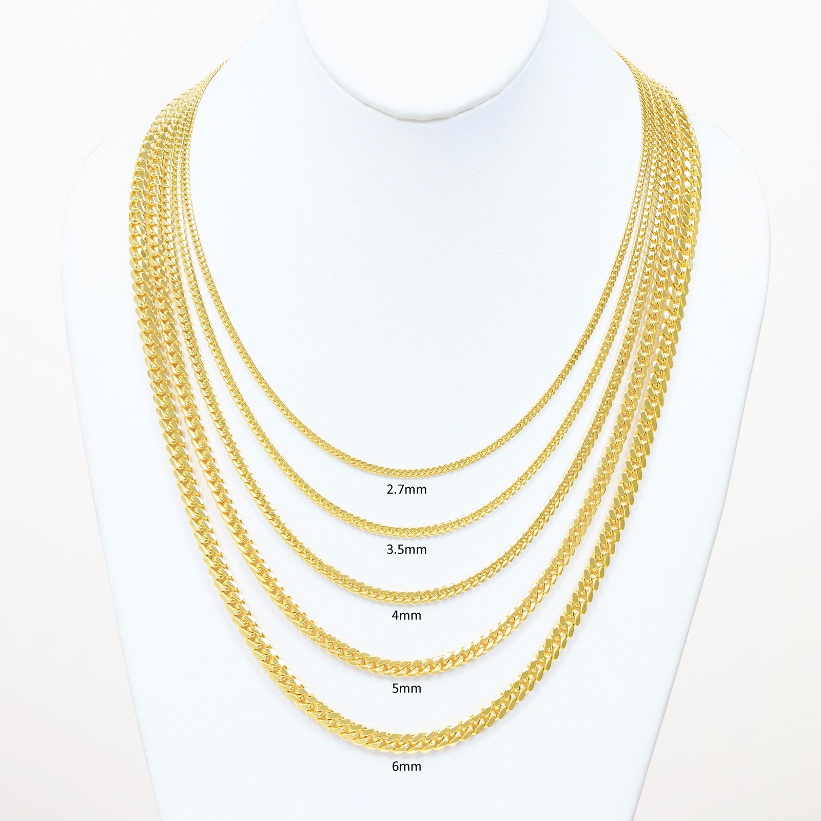 10K Yellow Gold Solid 2.7mm-10mm Miami Cuban Link Chain Pendant Necklace 18″-30″