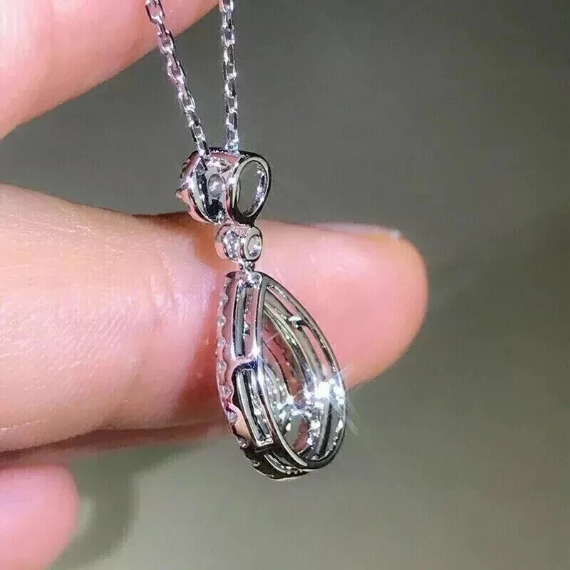 5 Ct White Treated Diamond Pendant Great Shine And Luster Color F Certified !