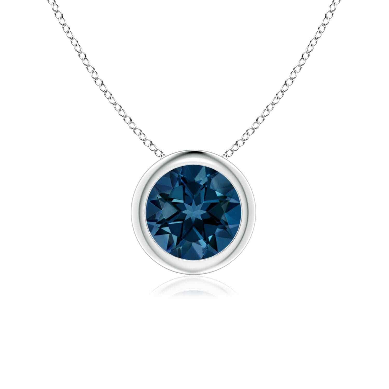 ANGARA Natural London Blue Topaz Solitaire Pendant Necklace in Silver (6mm)
