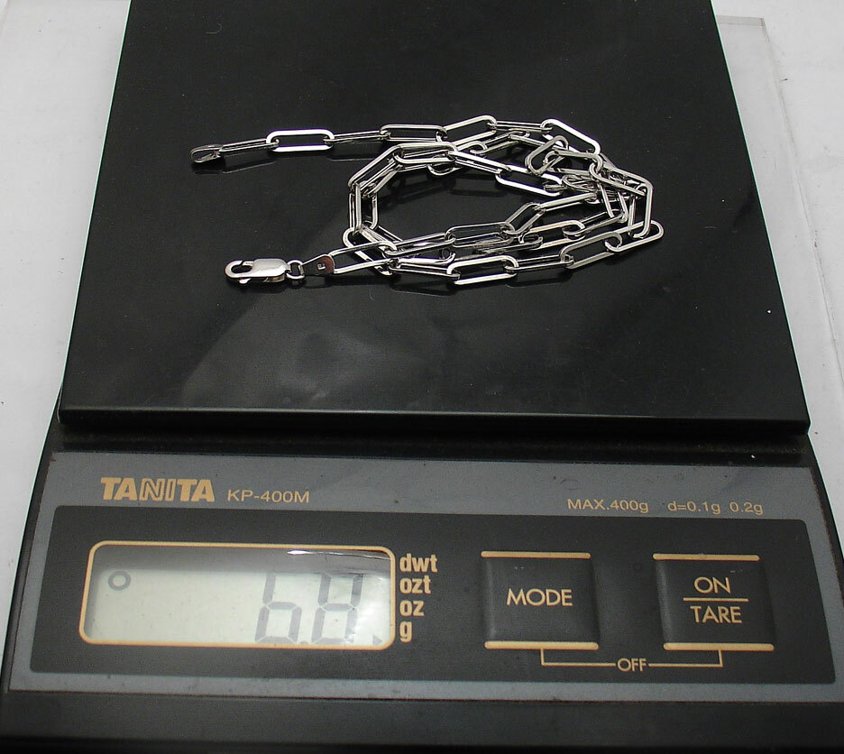 Fashion Elongated Paper Clip Chain Necklace Real 14K White Gold 14″ thru 46″