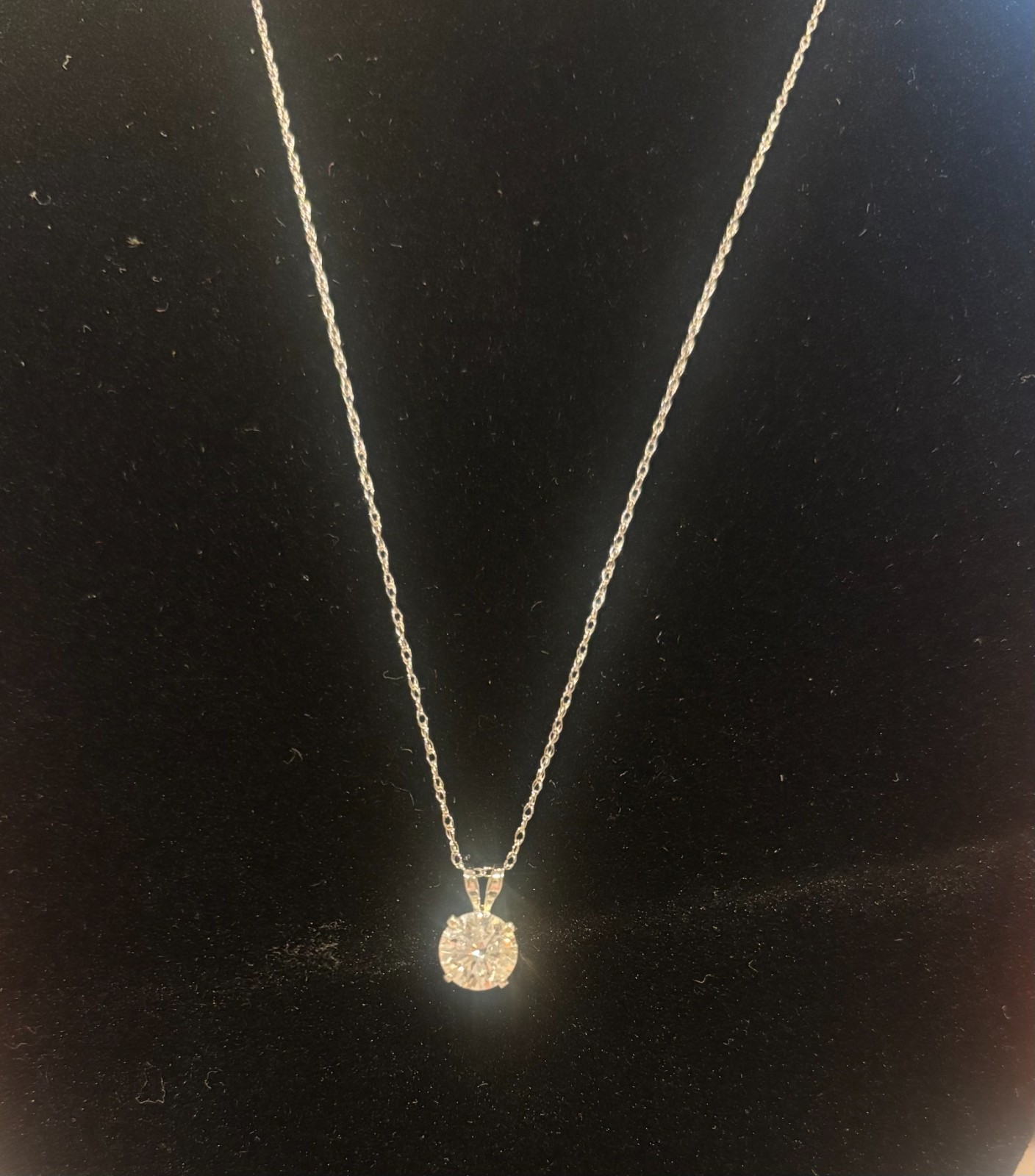 14k White gold 3/4 ct lab grown solitaire diamond 18 inches length