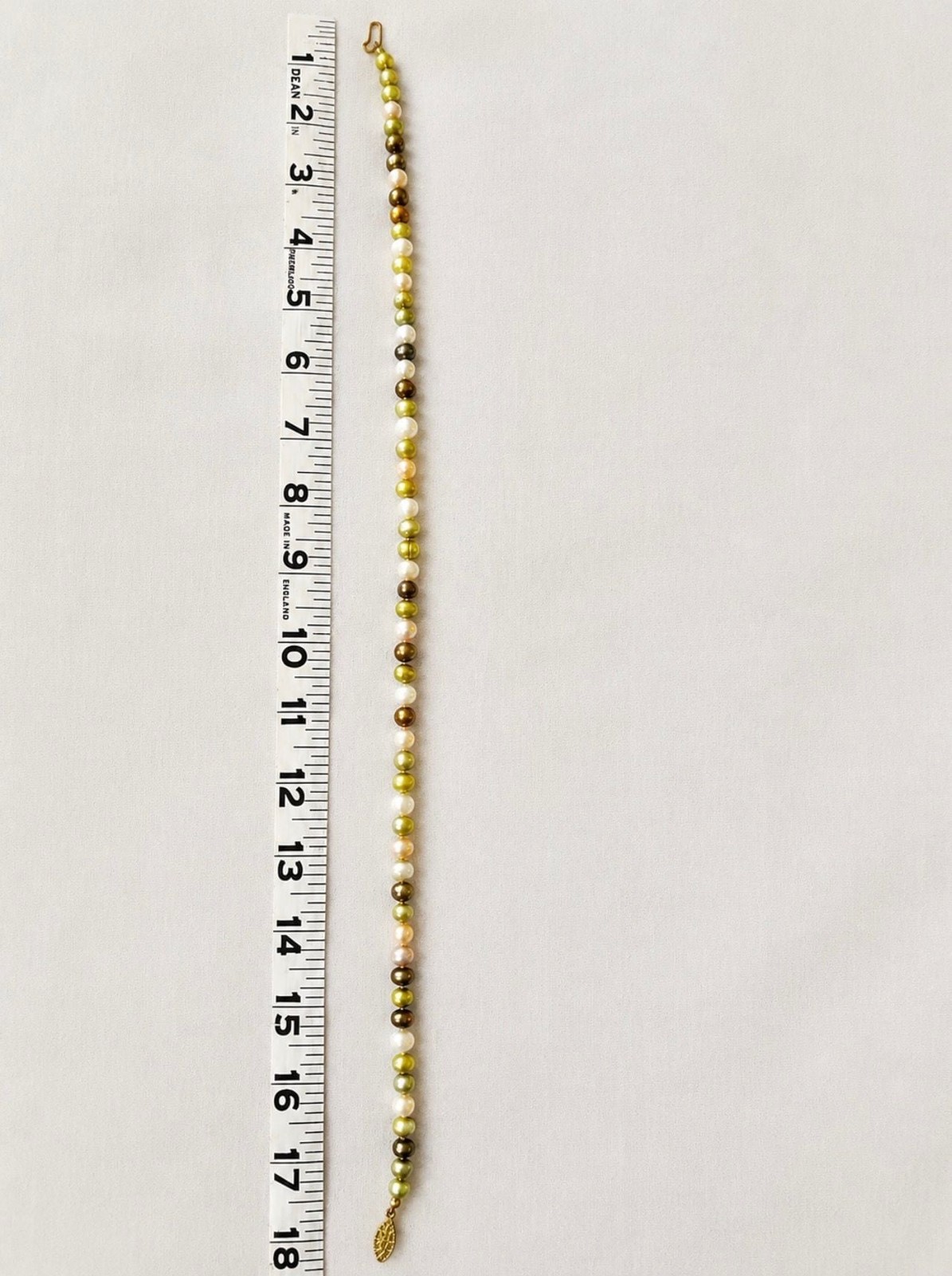 Cultured Freshwater Pearl Necklace Multicolor Green White Bronze 18”