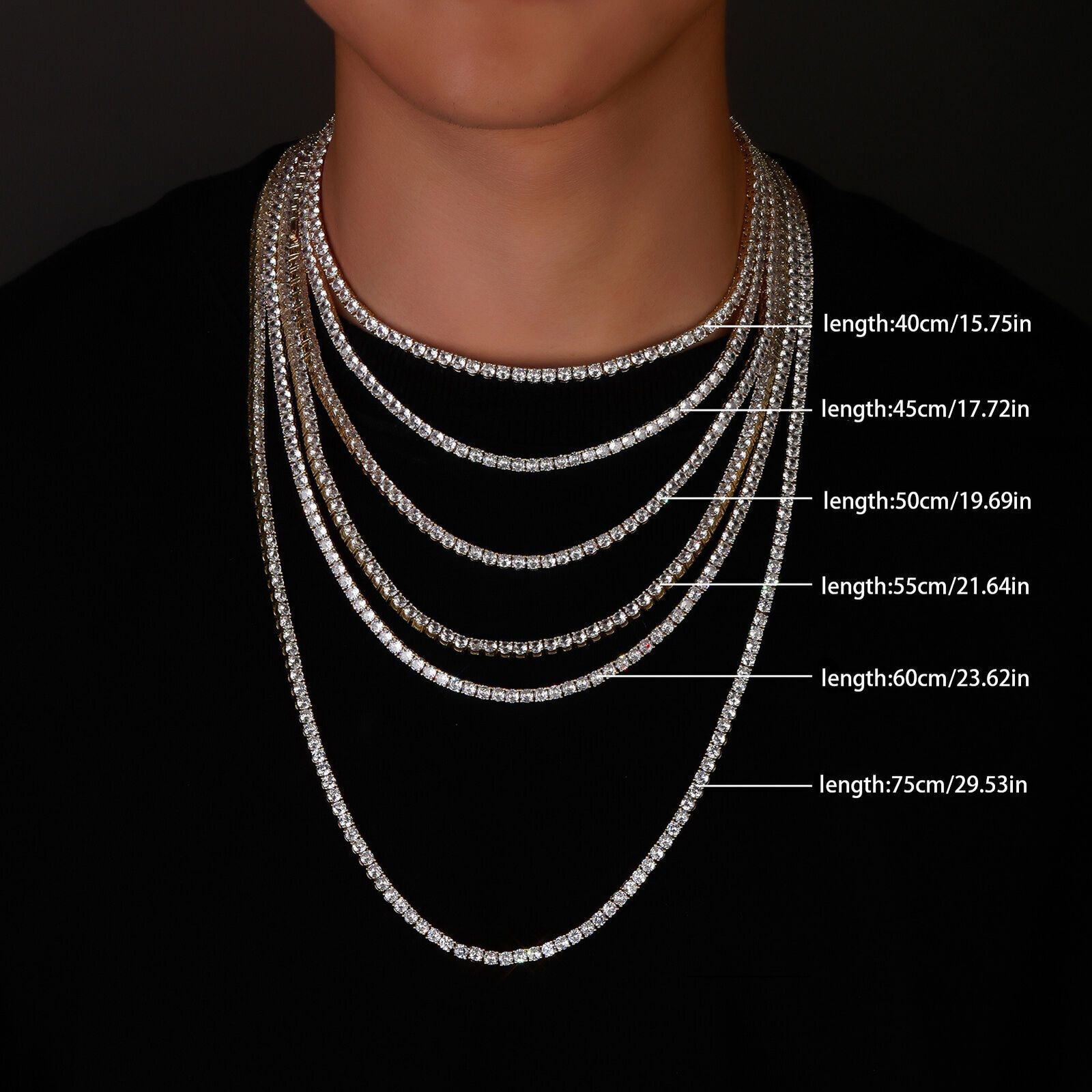GRA Certified 3 4 5mm VVS1 Iced Moissanite Tennis Chain Necklace Real 925 Silver