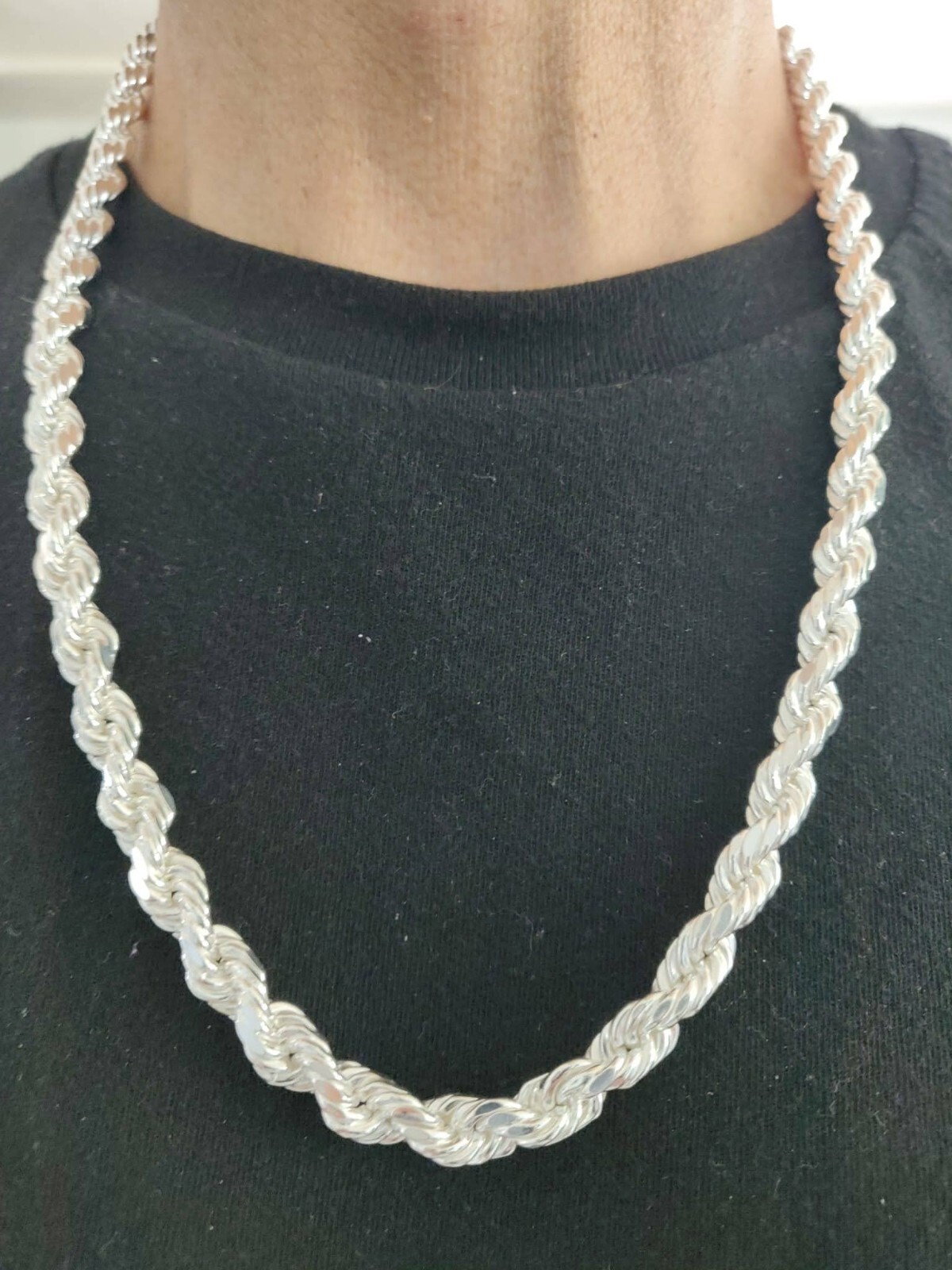 Sterling Silver rope chain hollow / torsal de plata 925 62.2 g 7.6mm 26″ larga