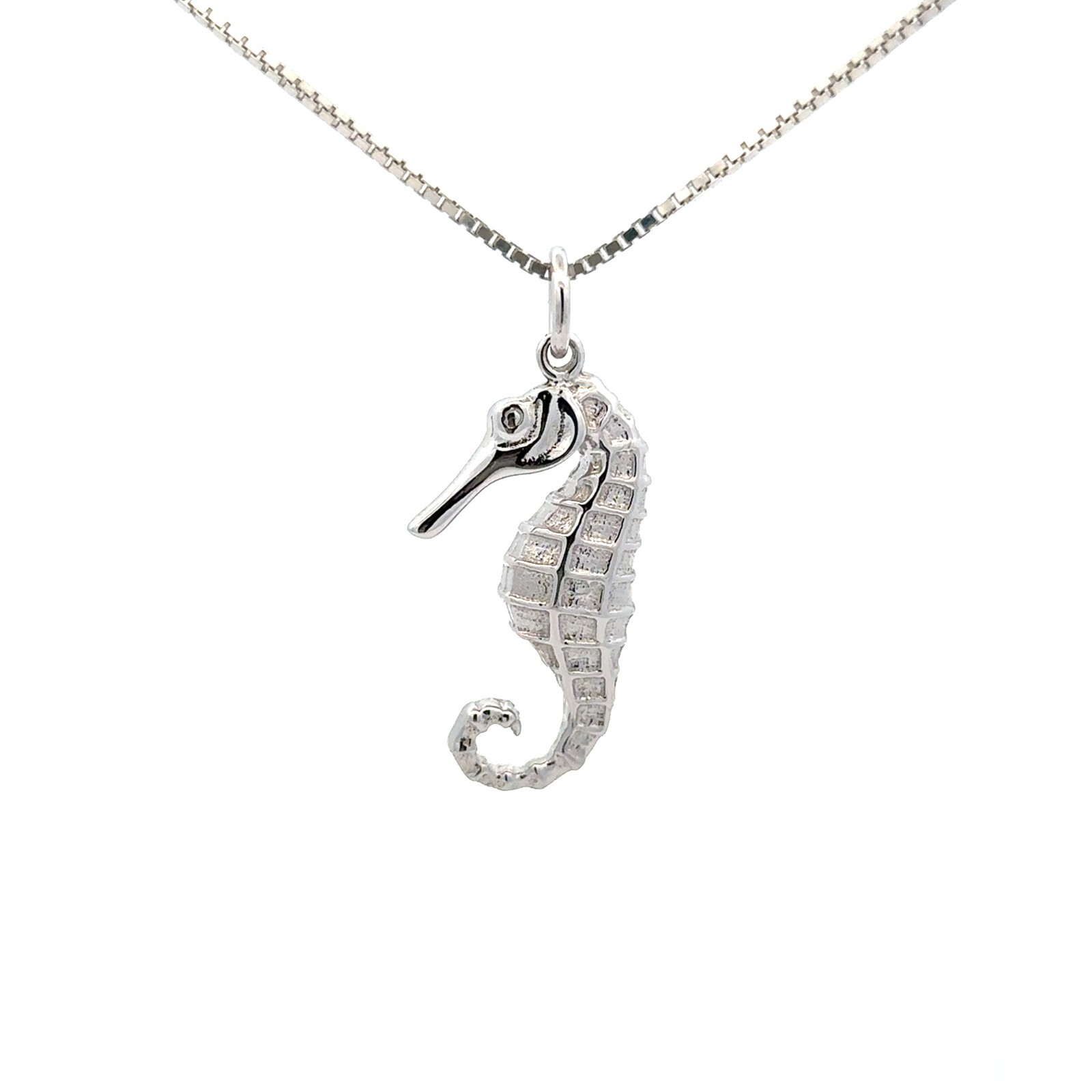 Sterling Silver Seahorse Pendant (1/2 x 1 1/4 Inch)
