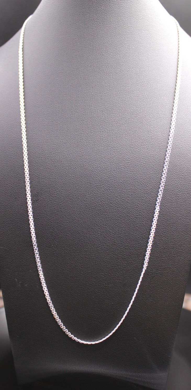 925 Sterling Silver Bismark Chain Necklace – 2O ” Long, 2mm wide