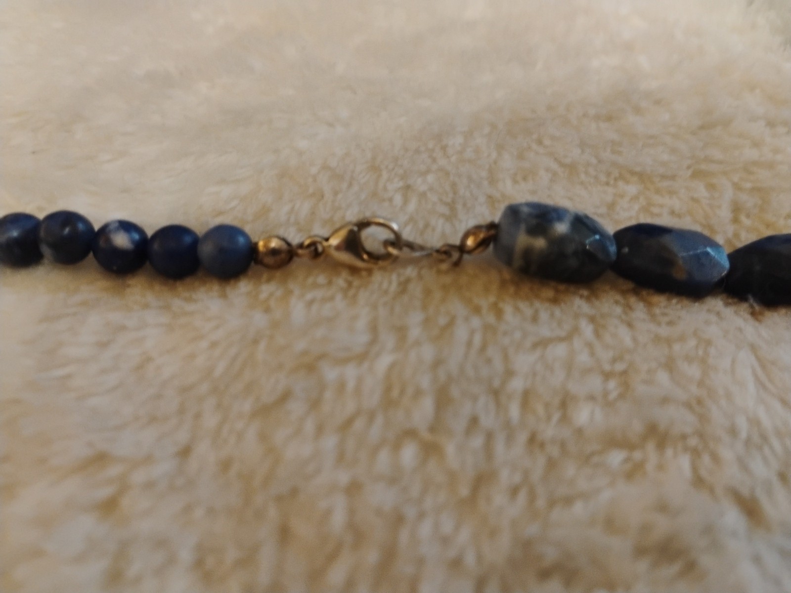 Sterling And Lapis Necklace MOP Silver Beads 36in Unique Handmade Beautiful