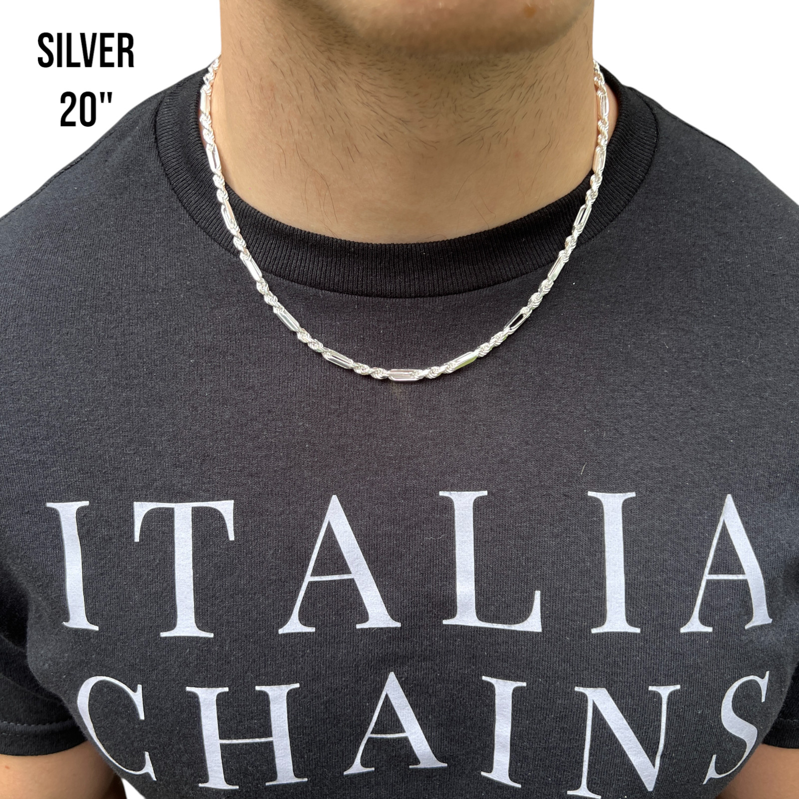 4mm Figarope Chain Necklace – Real Solid 925 Sterling Silver Or 14k Gold Vermeil