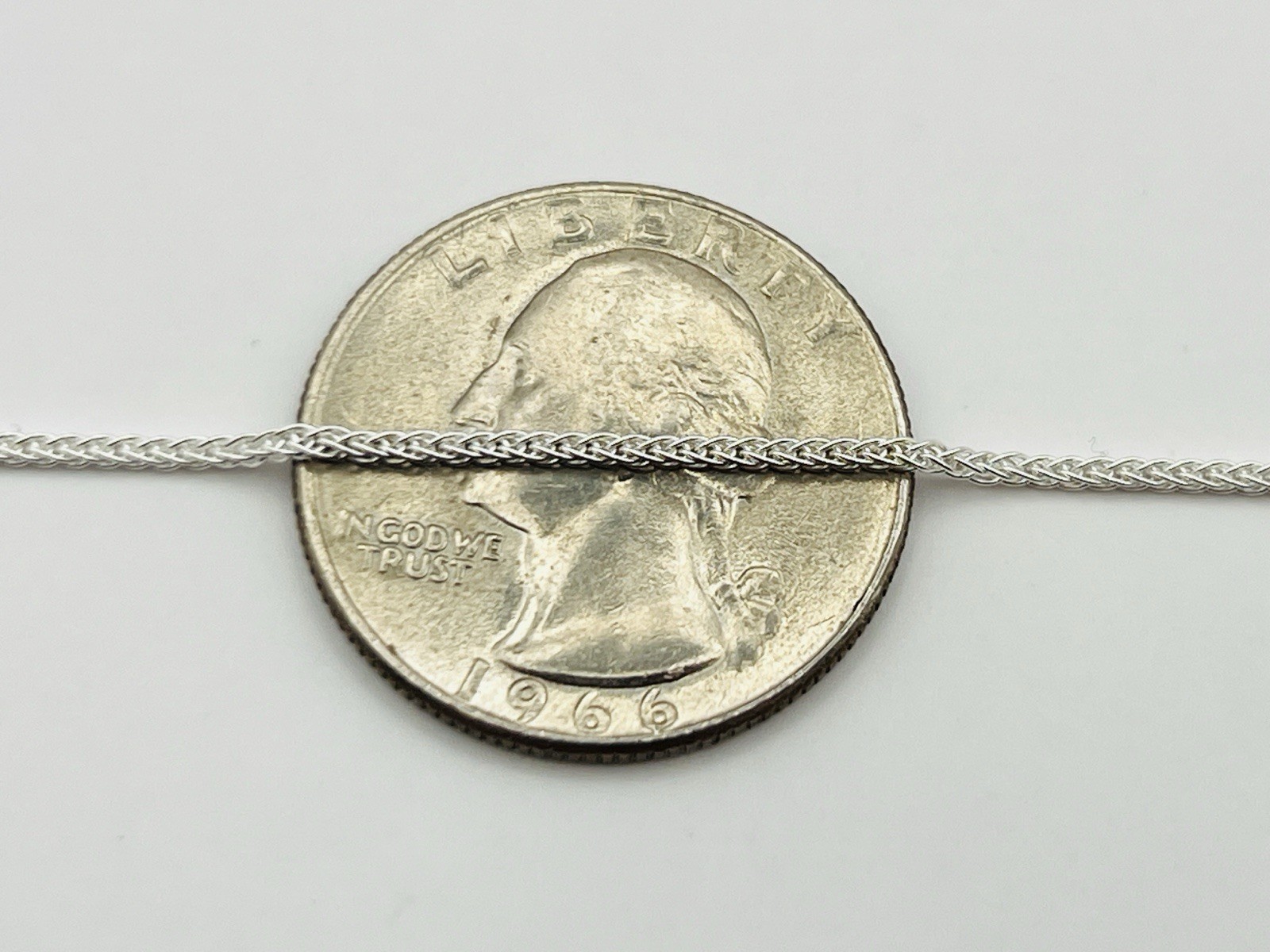 Sterling Silver 1mm Wheat Spiga Link Chain Necklace 16 Inches