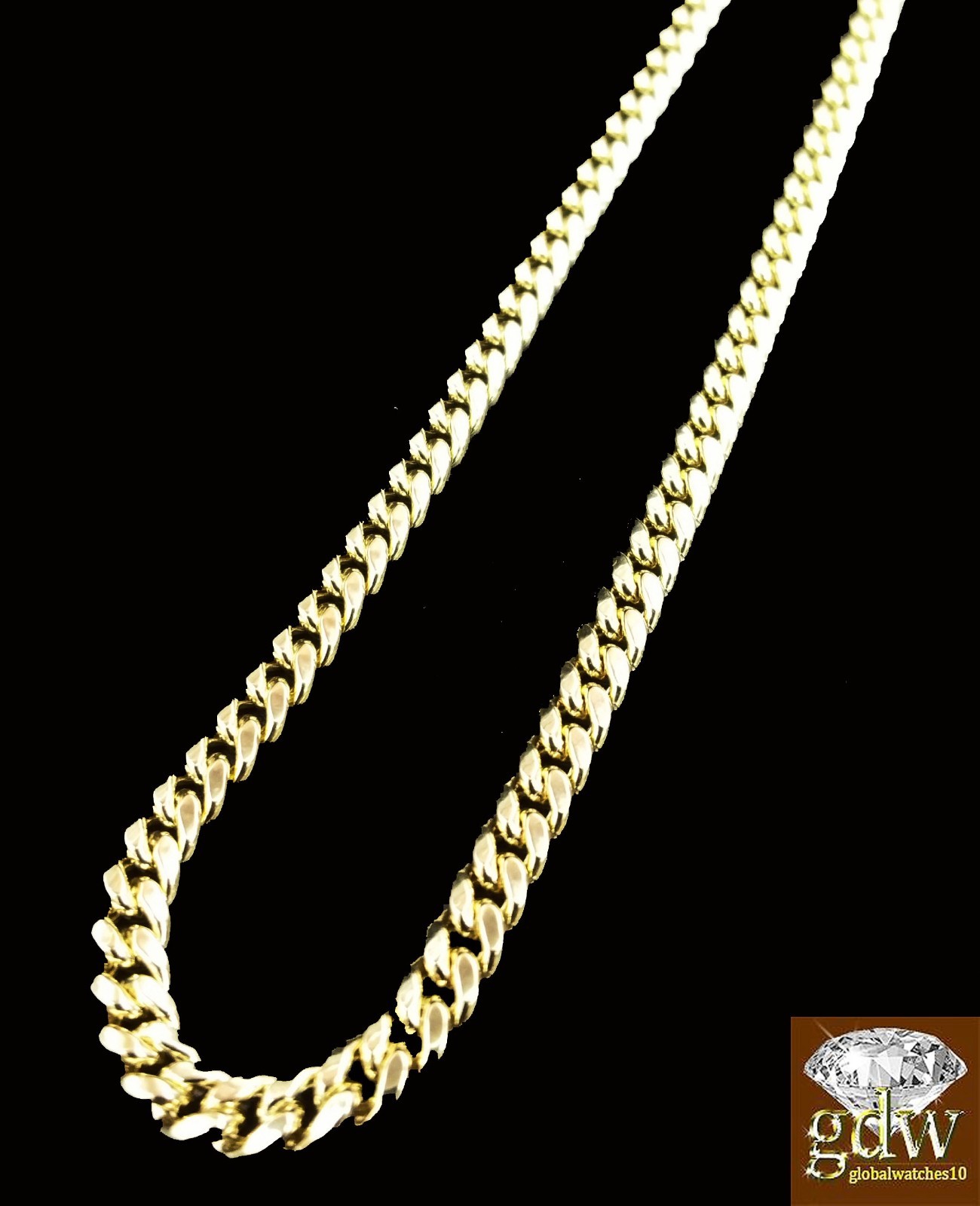 Real 10K Gold Miami Cuban Chain Necklace 4mm 20 22 24 26 28 30 Inch Men Women