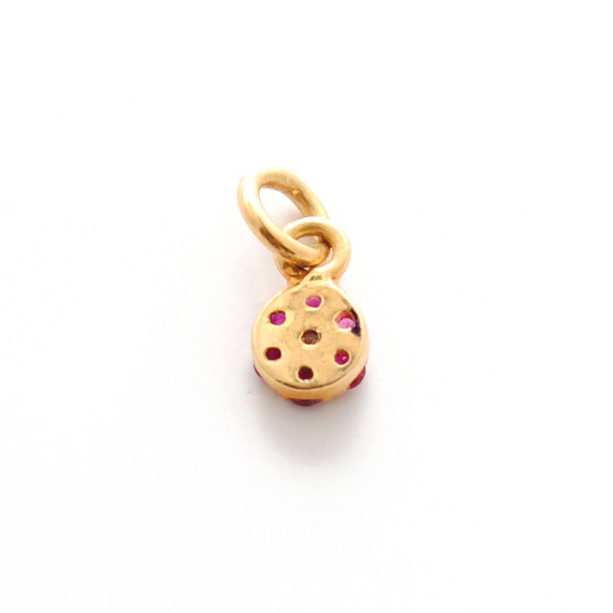 3MM 14k Gold Diamond Pendant Natural Ruby Charm Pendant | KCDP1014DR