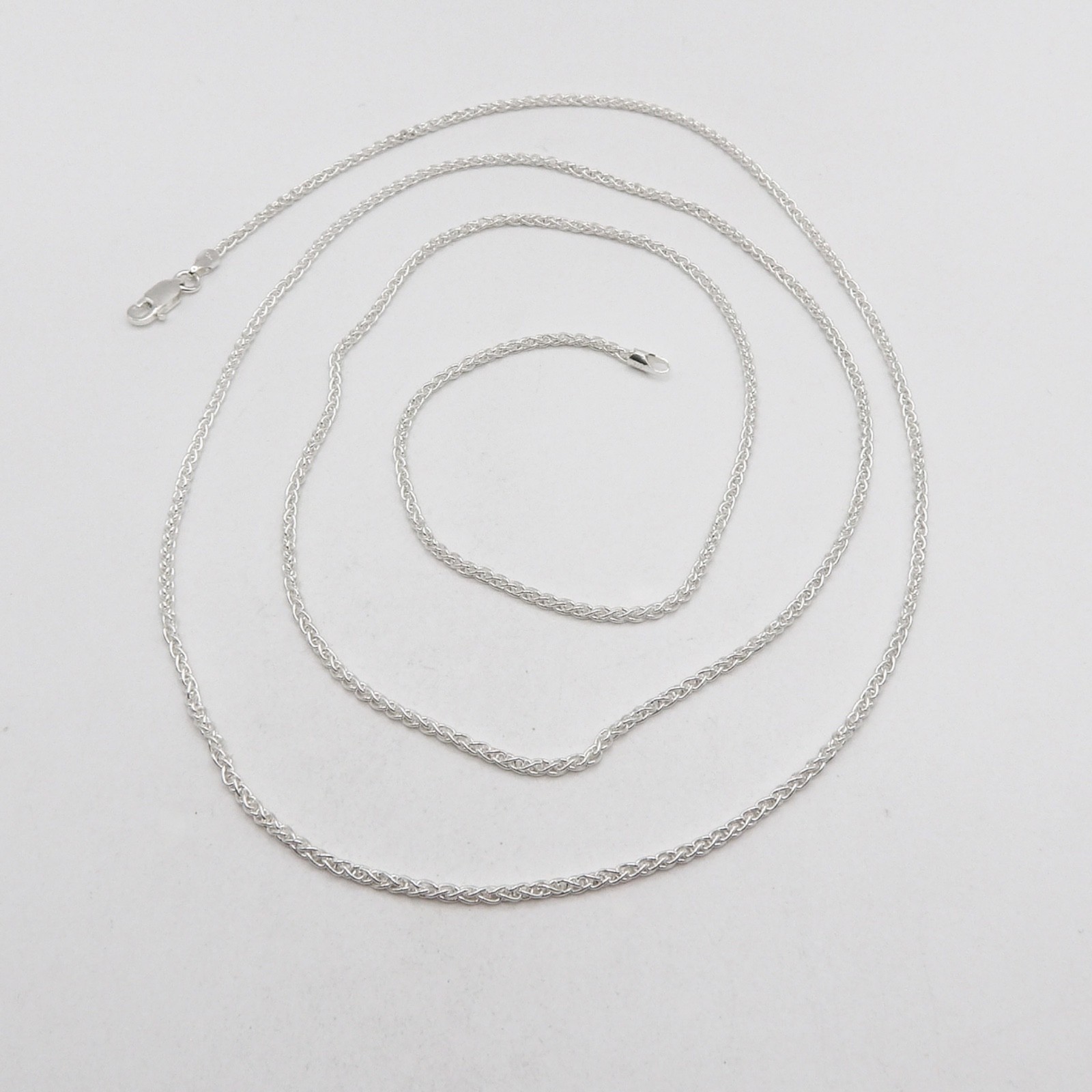 Sterling Silver Round Wheat Link Pendant Chain Necklace Long 36in Italy New