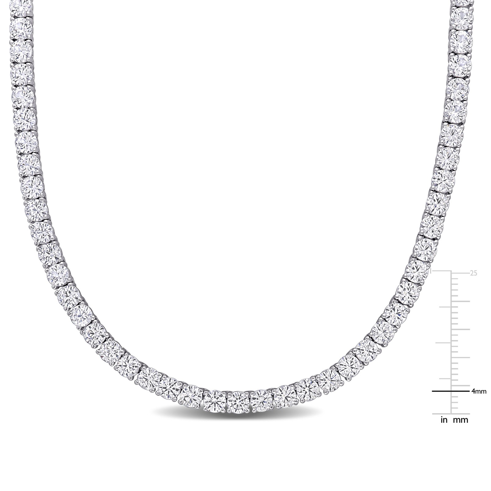 Amour Sterling Silver 33 CT TGW Created White Sapphire Tennis Necklace